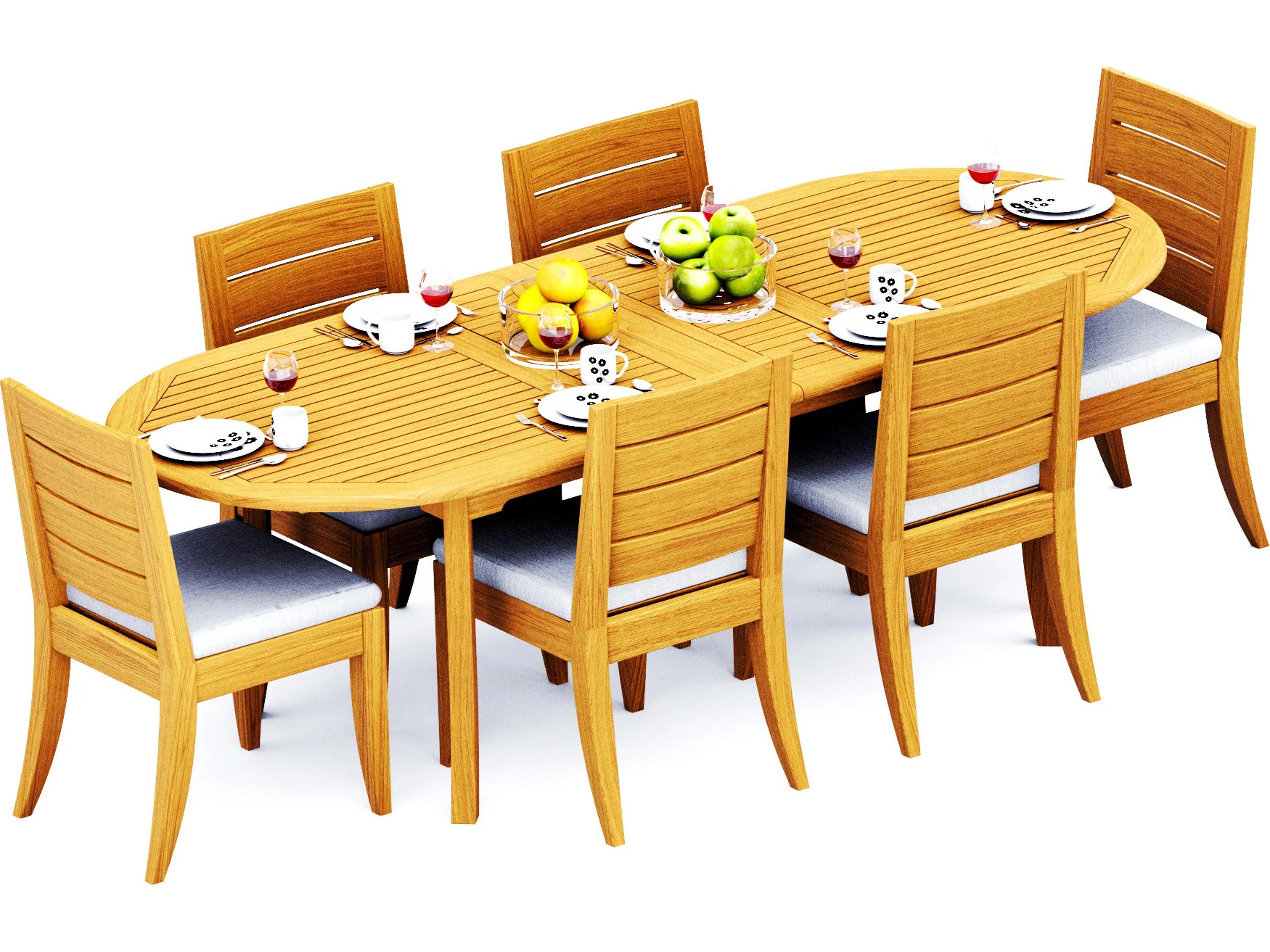 7 Pieces 94" Oval Dining Set with Cushions