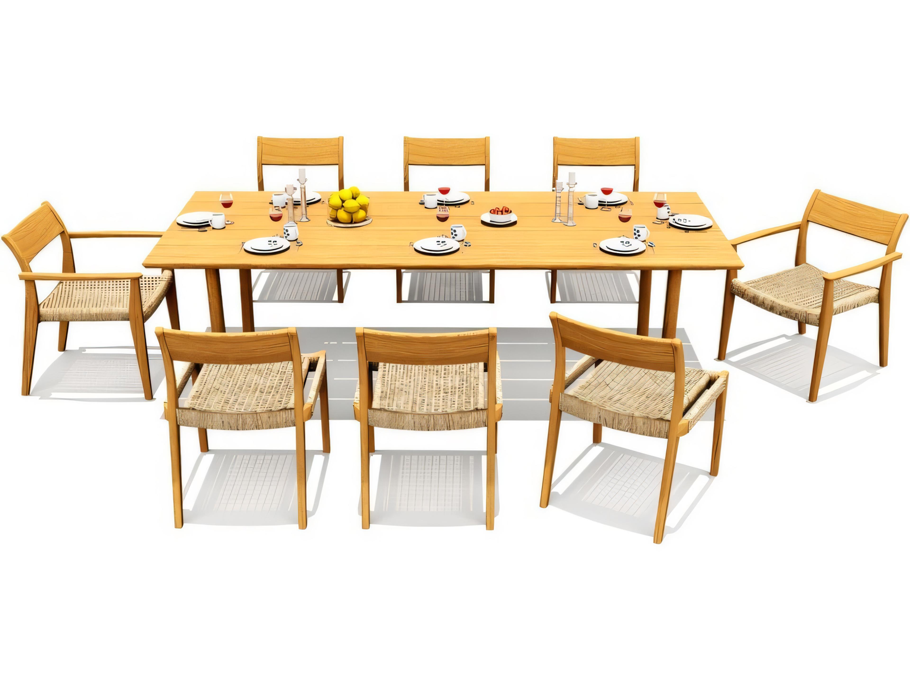 Teak Smith Sema 98" Rectangular Dining Table with Umbrella Hole