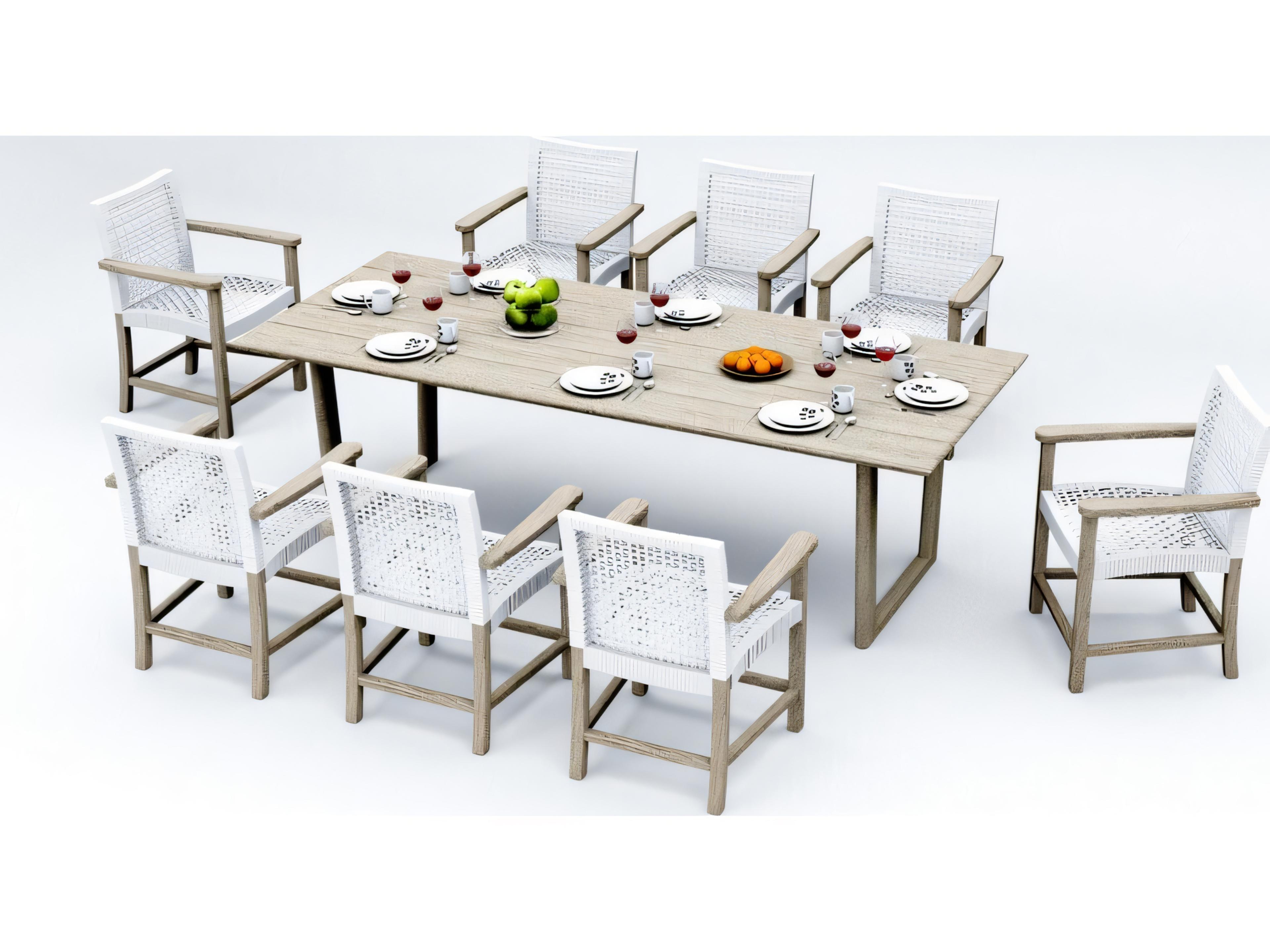 Teak Smith Sema 98" Rectangular Dining Table with Umbrella Hole