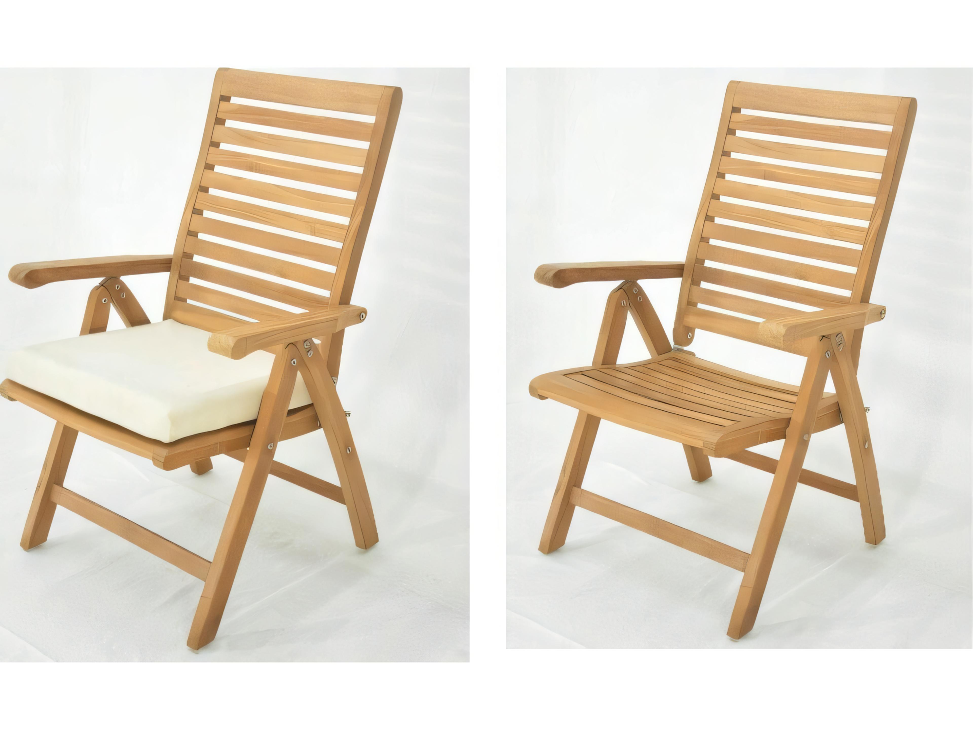 Teak Smith Ashley Reclining Folding Arm Captain Dining Chair