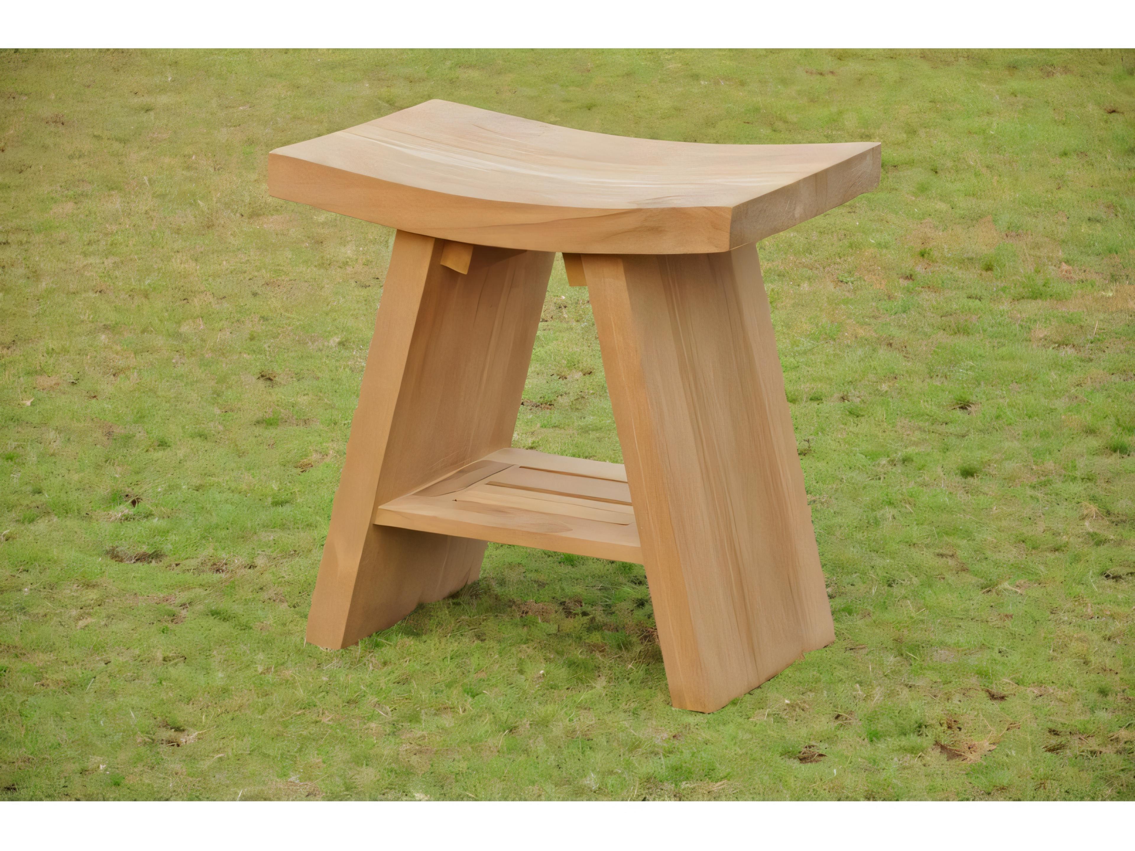 Teak Smith Asian Shower Spa Bench Stool Patio