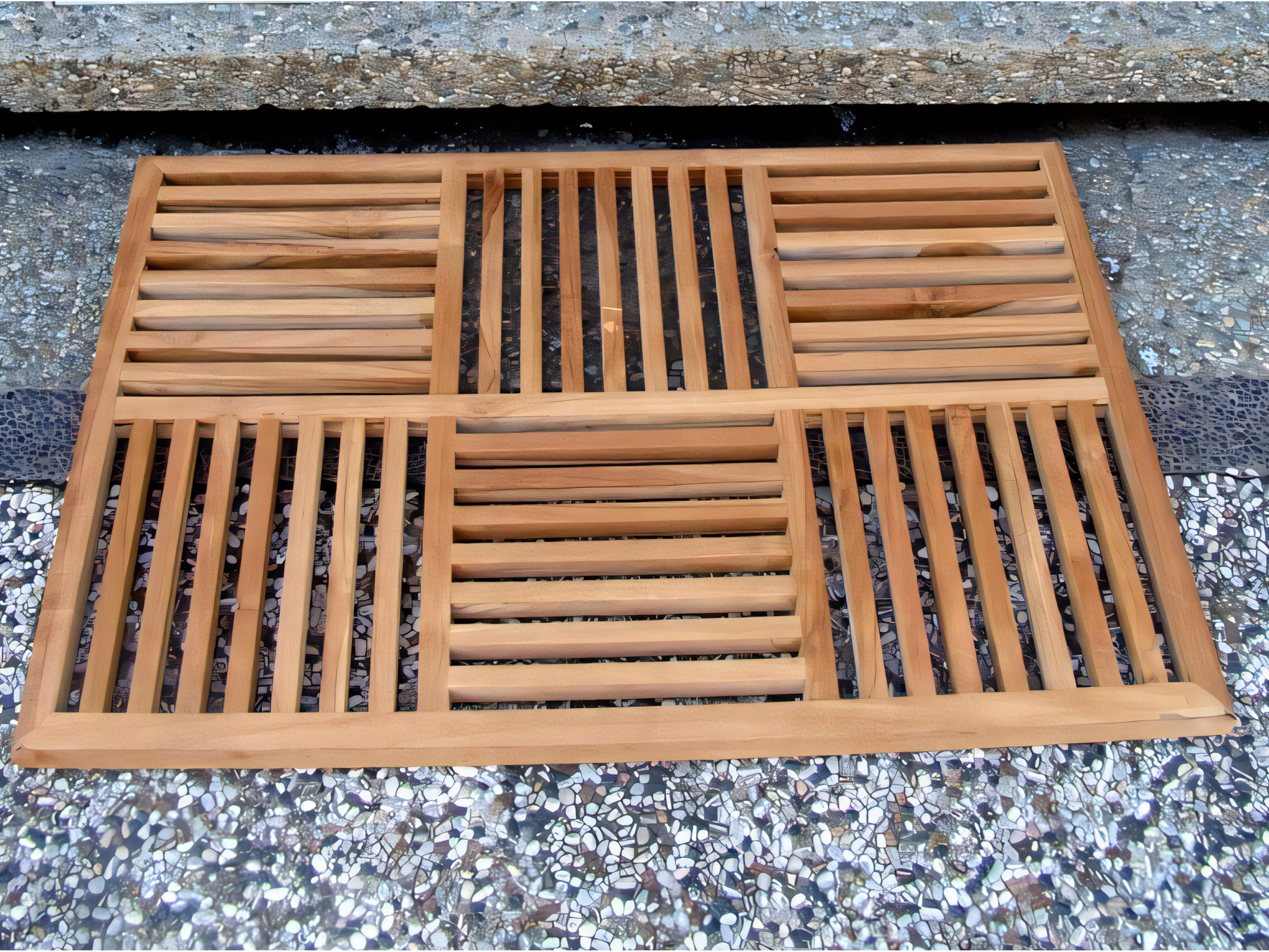 Teak Smith 36"x24.5" Basket Weave Door / Shower/ Spa / Bath Floor Mat