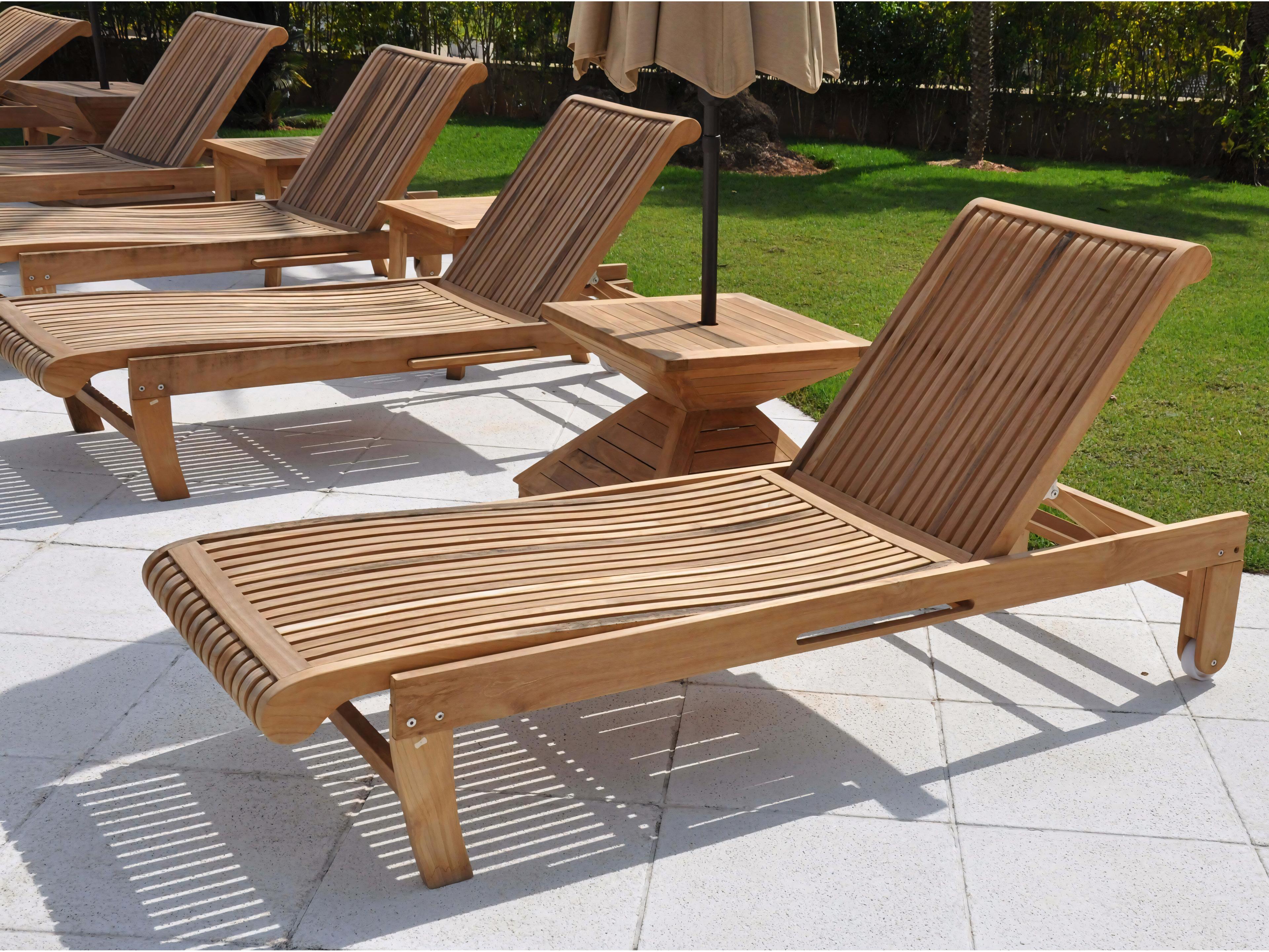 Teak Smith Giva Multi Position Sun Chaise Lounger Steamer with slide out Tray