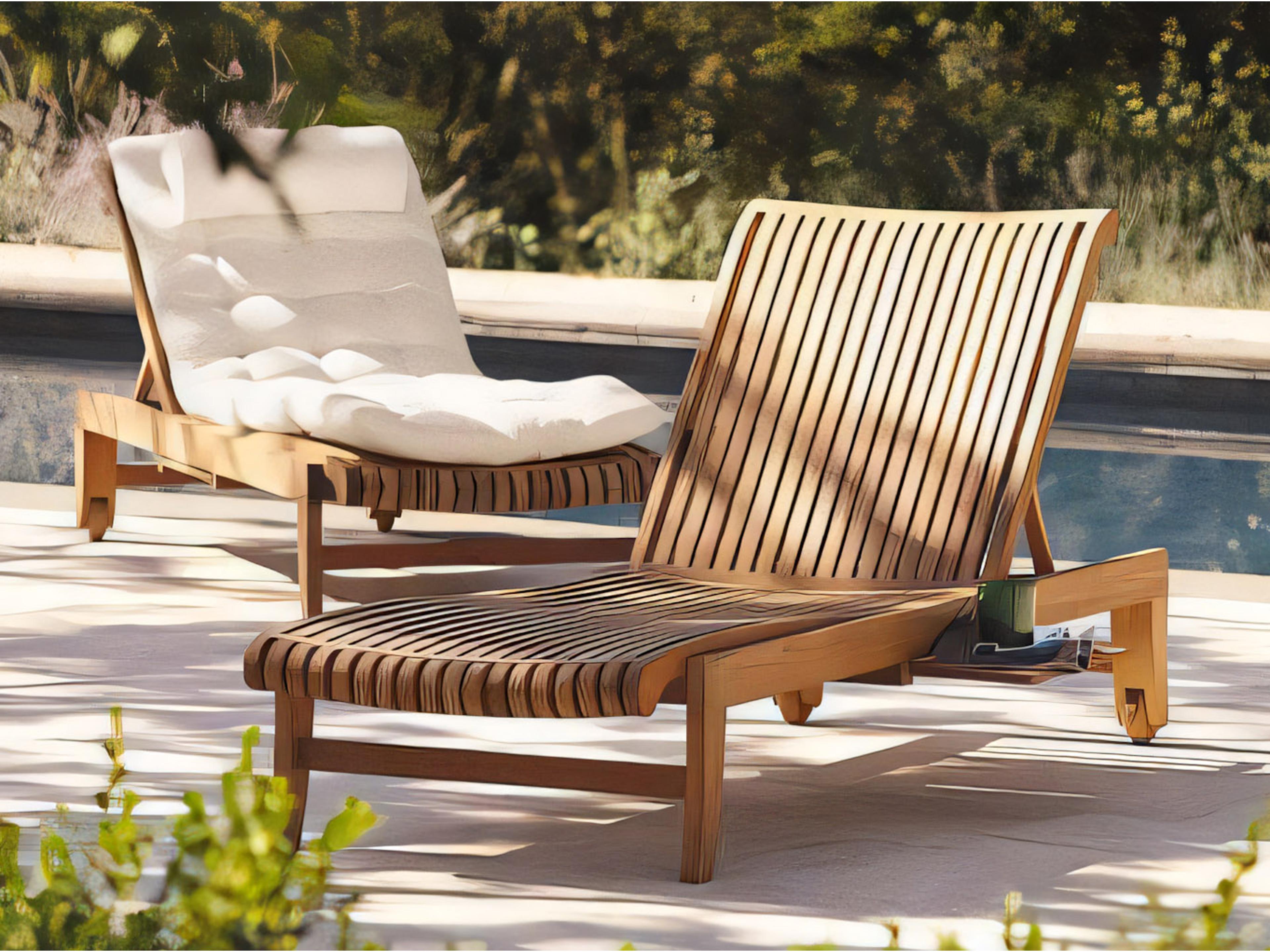 Teak Smith Giva Multi Position Sun Chaise Lounger Steamer with slide out Tray