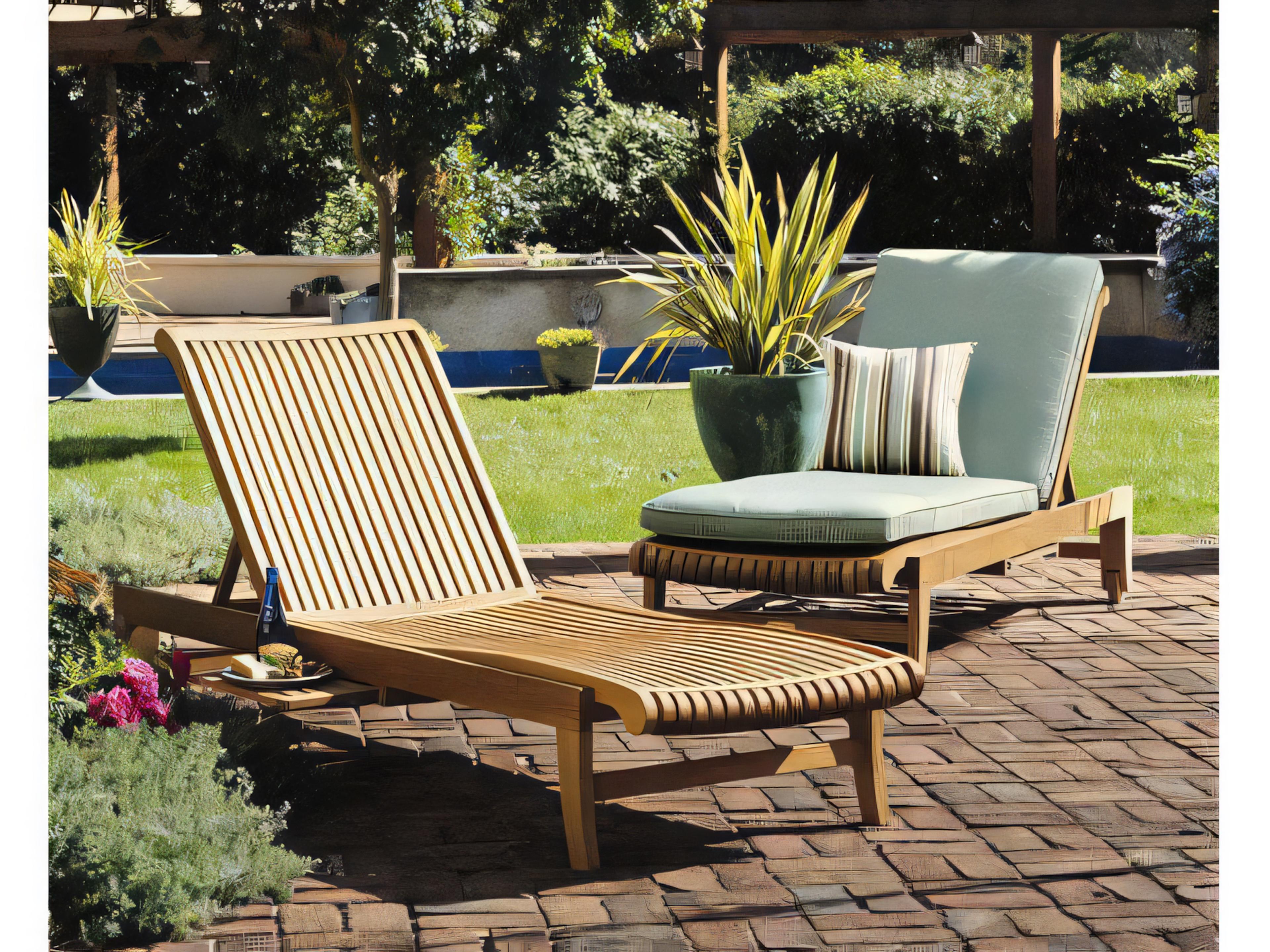 Teak Smith Giva Multi Position Sun Chaise Lounger Steamer with slide out Tray