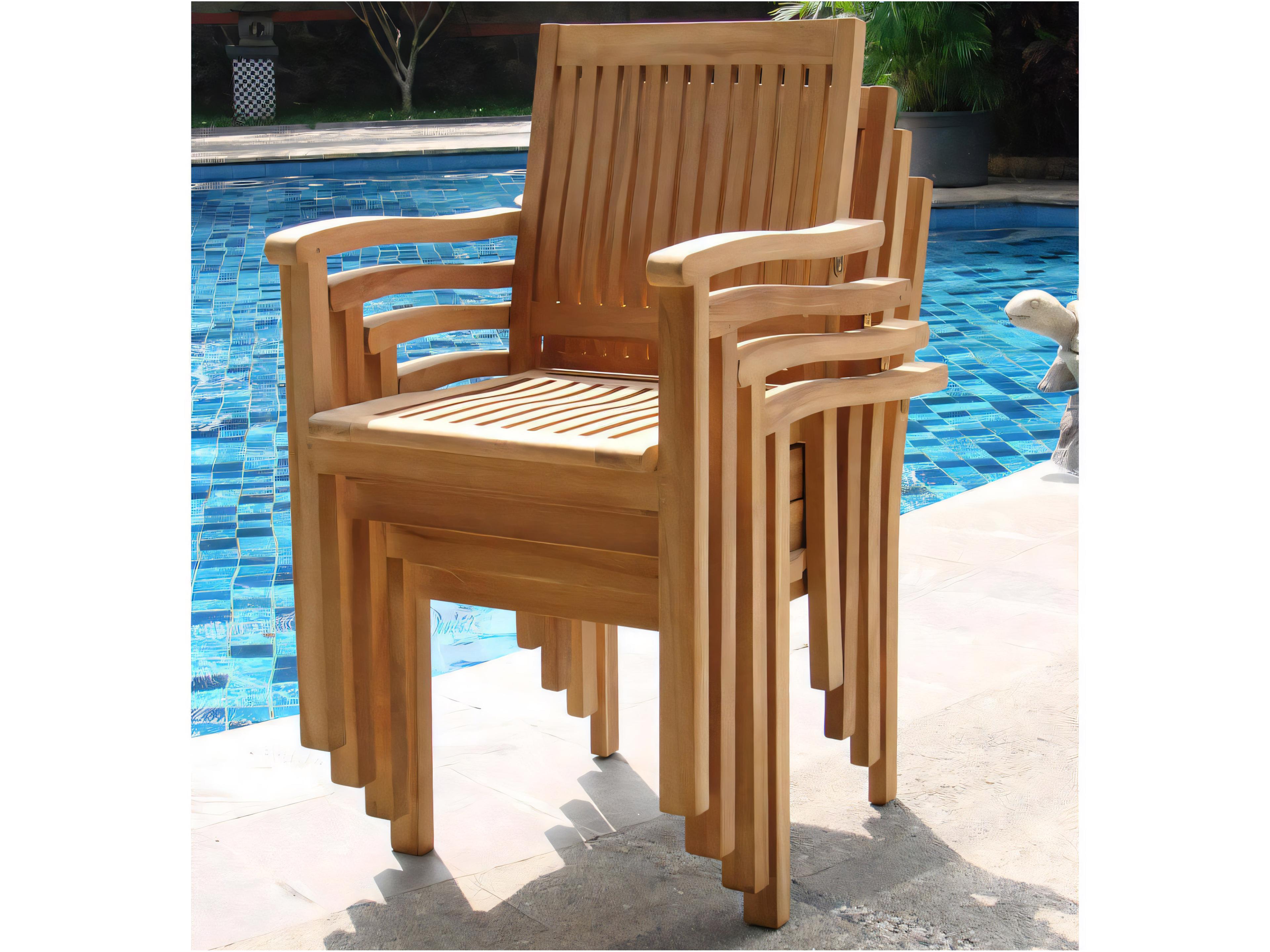 Teak Smith Leveb Stacking Captain Dining Arm Chair