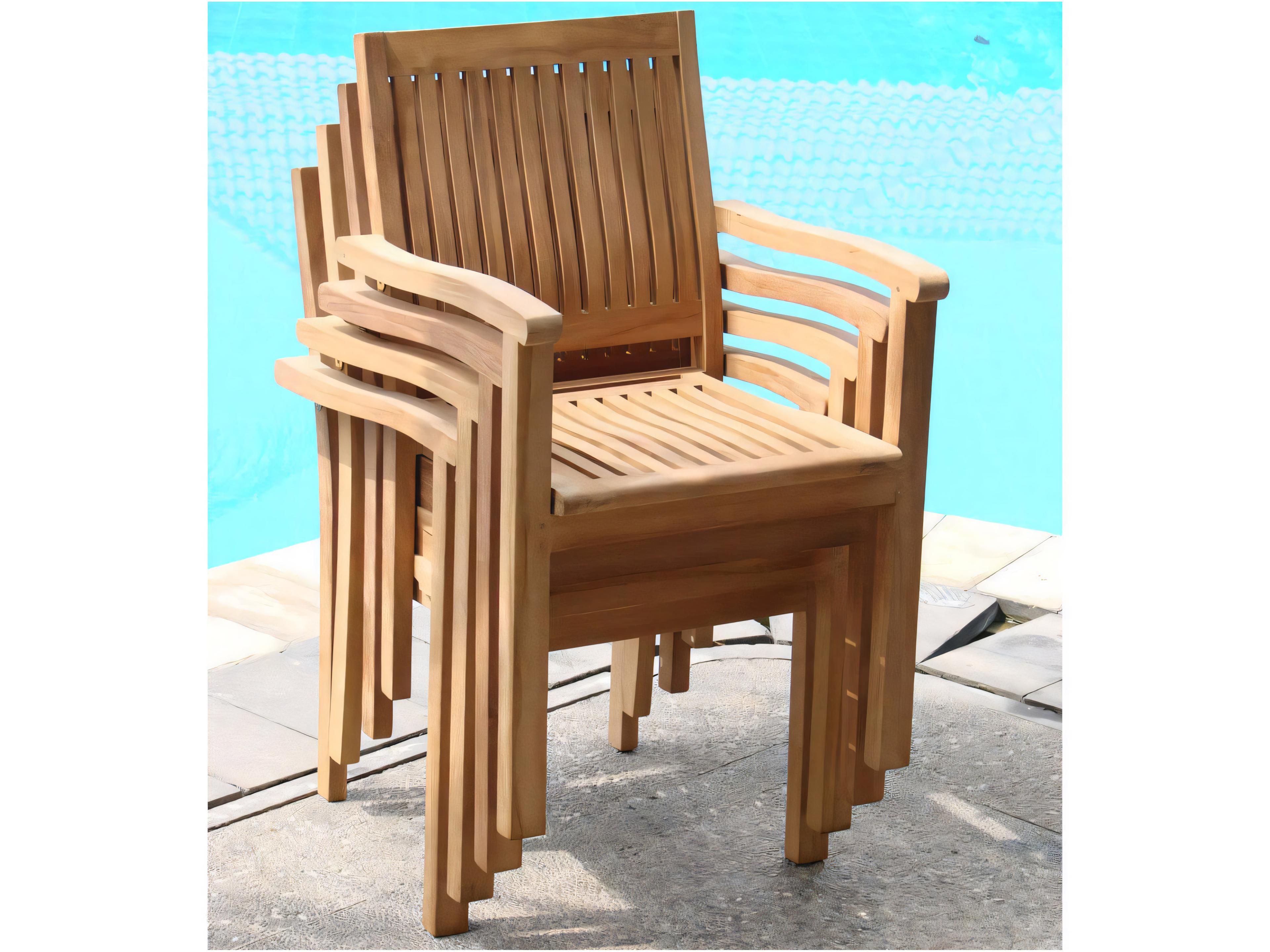 Teak Smith Leveb Stacking Captain Dining Arm Chair