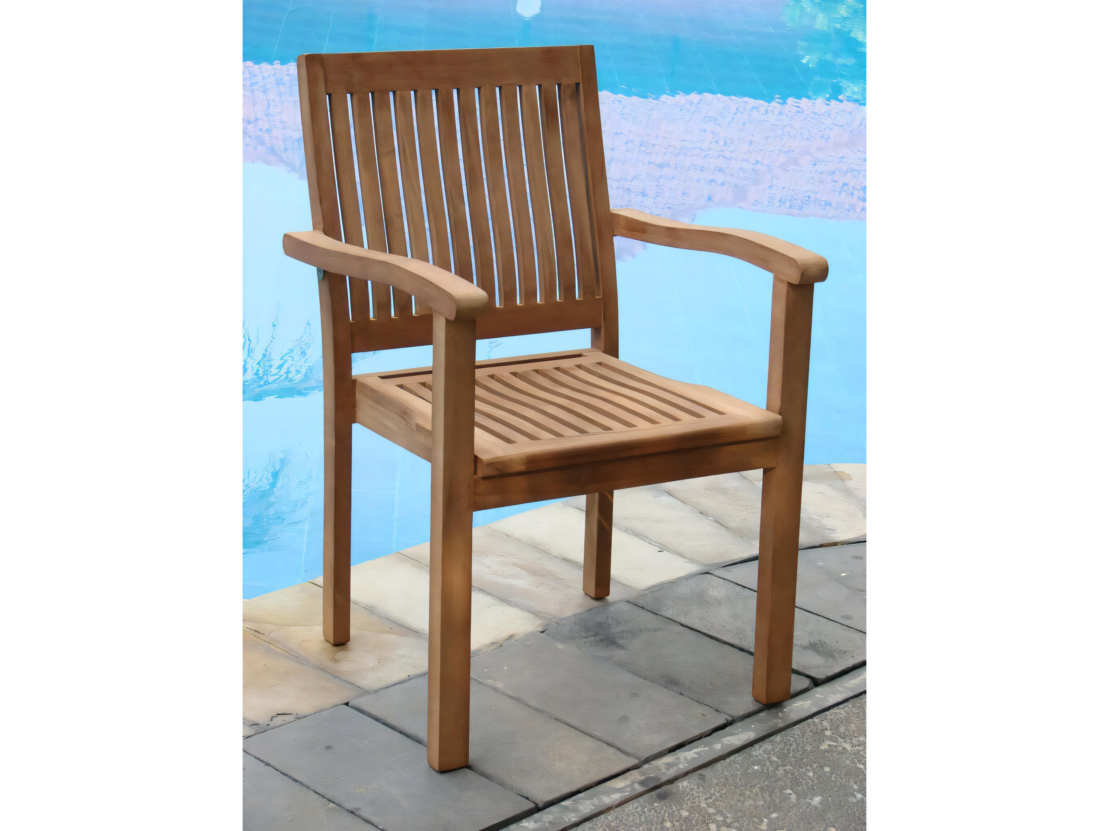 Teak Smith Leveb Stacking Captain Dining Arm Chair