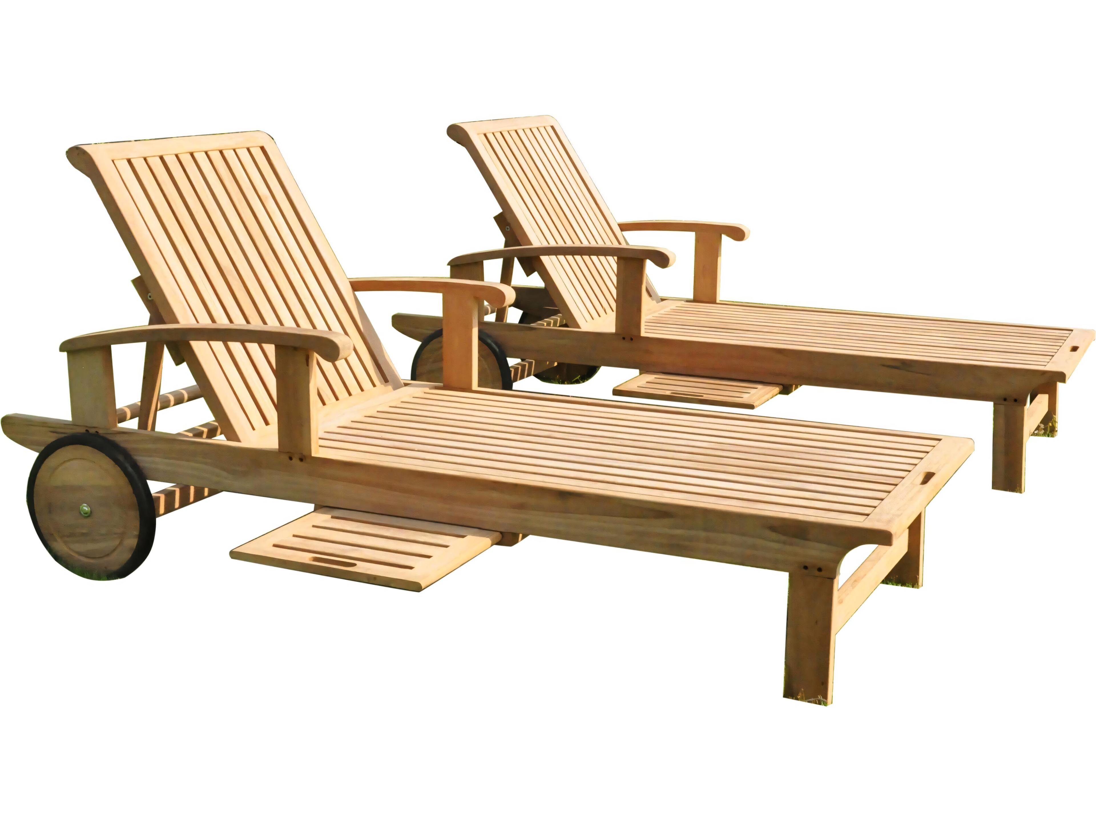 Teak Smith Sack Multi Position Sun Chaise Lounger Steamer with Tray