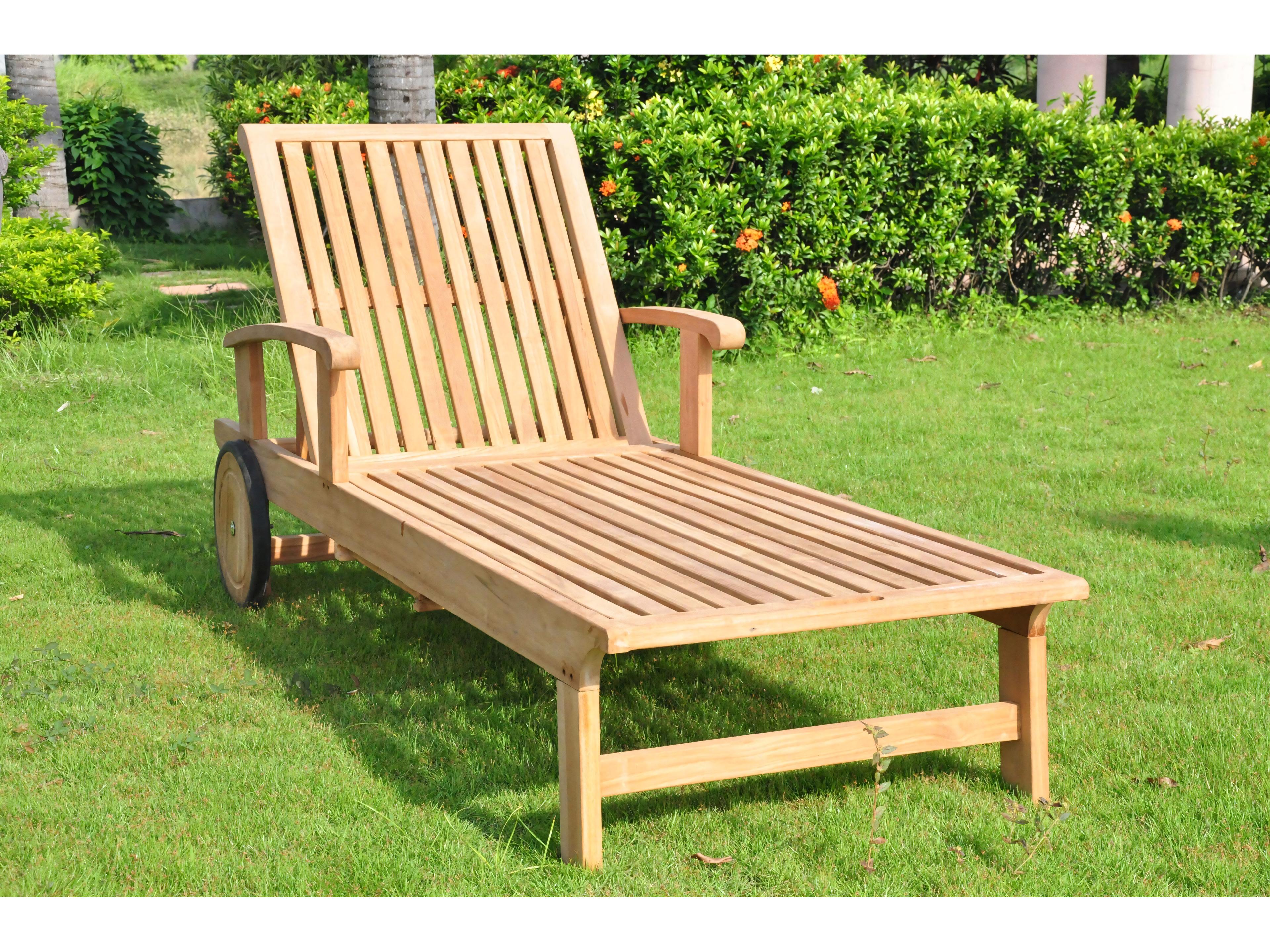 Teak Smith Sack Multi Position Sun Chaise Lounger Steamer with Tray