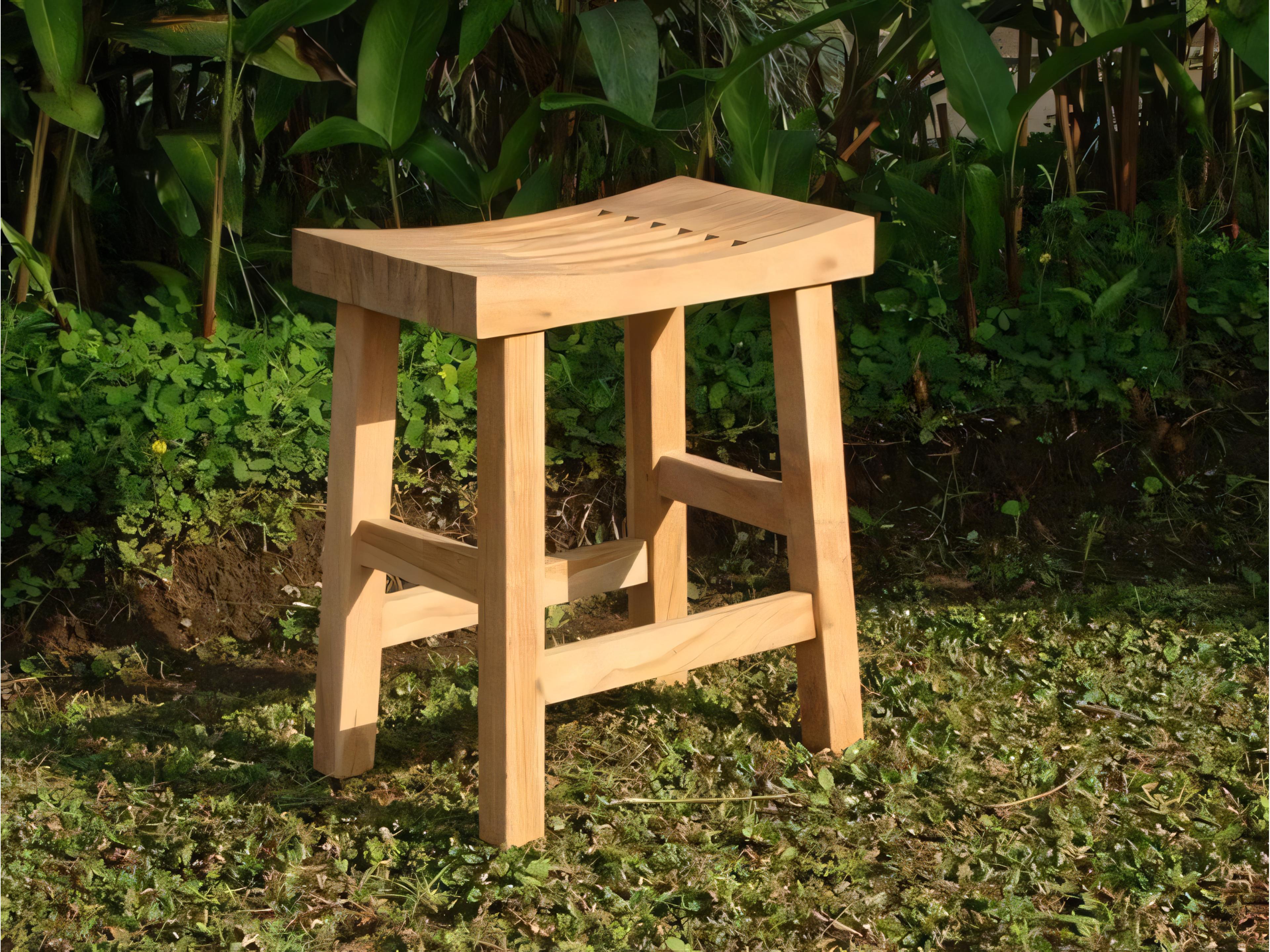 Teak Smith 16" Single Curved Seat Shower / Bath Room / Pool / Spa Stool Bench