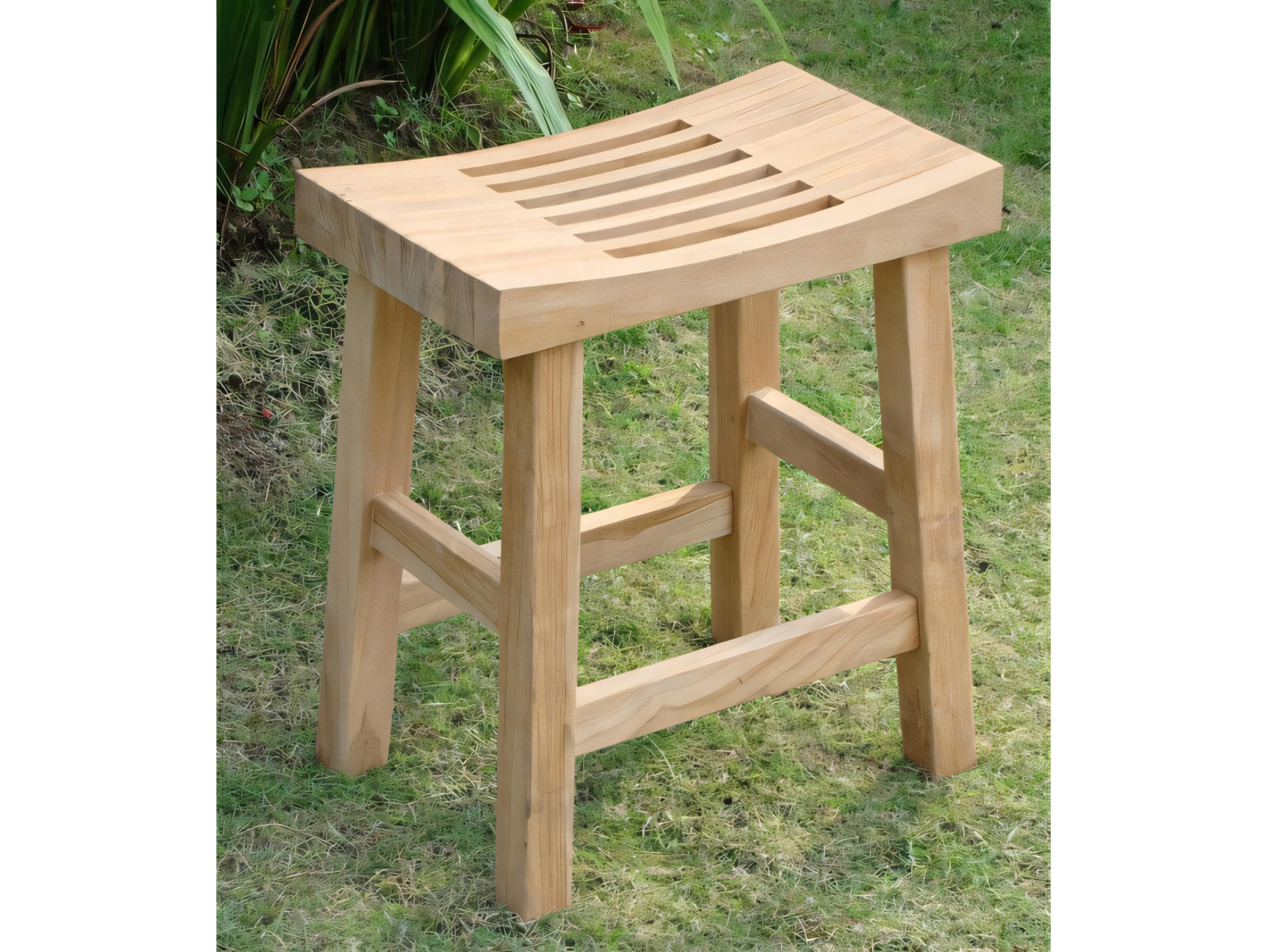 Teak Smith 16" Single Curved Seat Shower / Bath Room / Pool / Spa Stool Bench