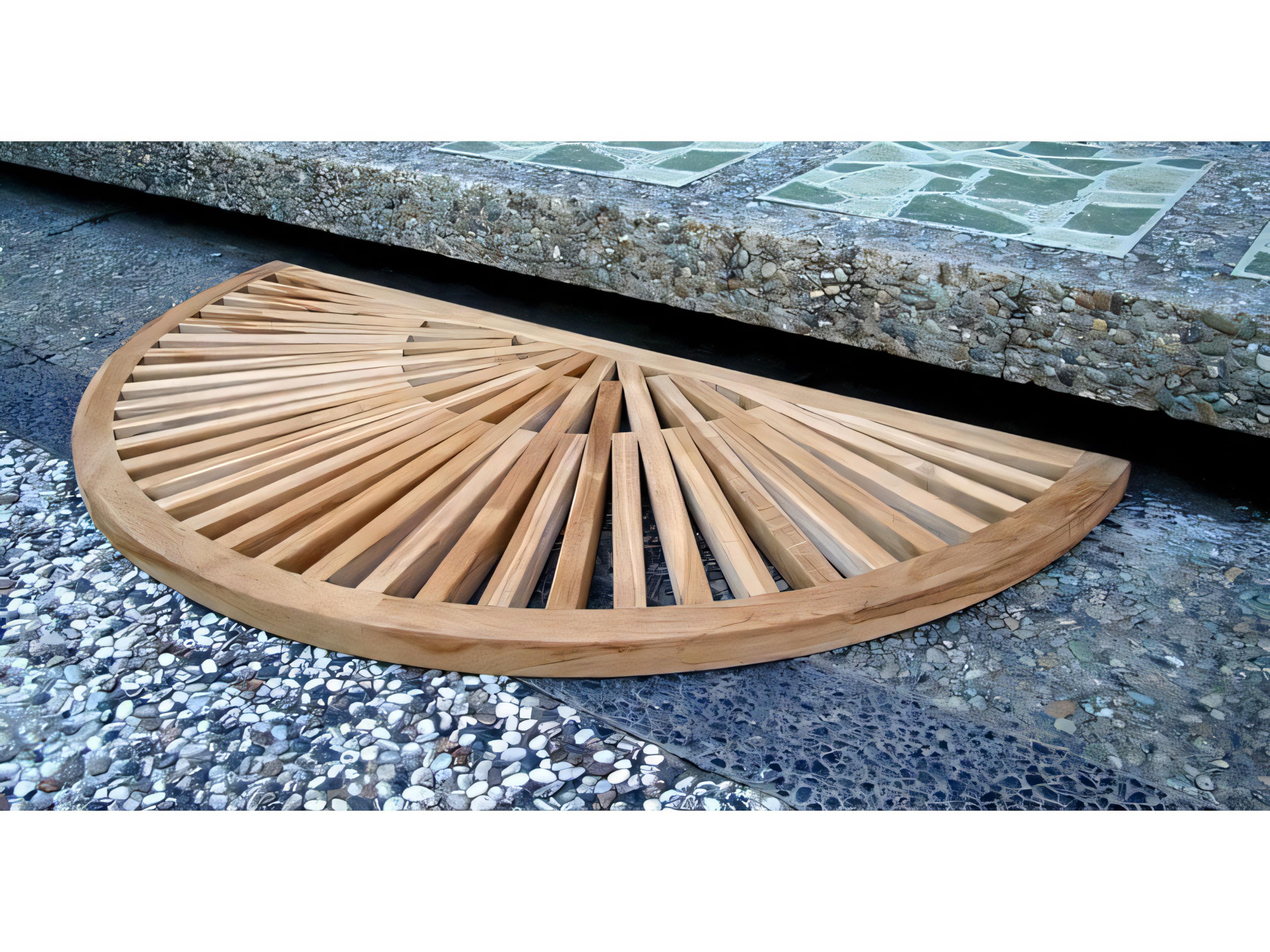 Teak Smith 34x17 Sun Burst Door / Shower/ Spa / Bath Floor Mat
