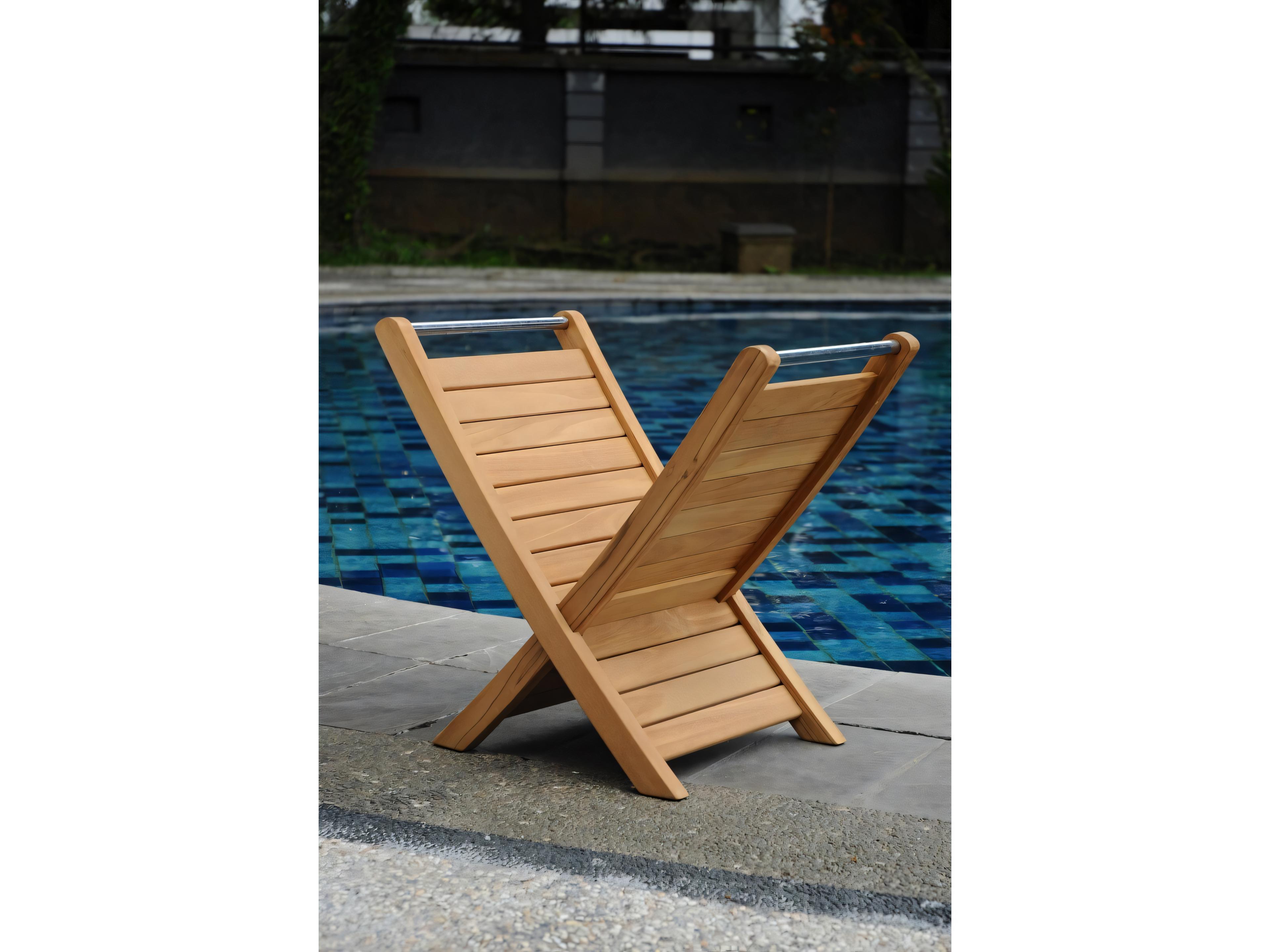 Teak Smith Magazine Rack / Bath Shower Spa Teak Towel holder Small