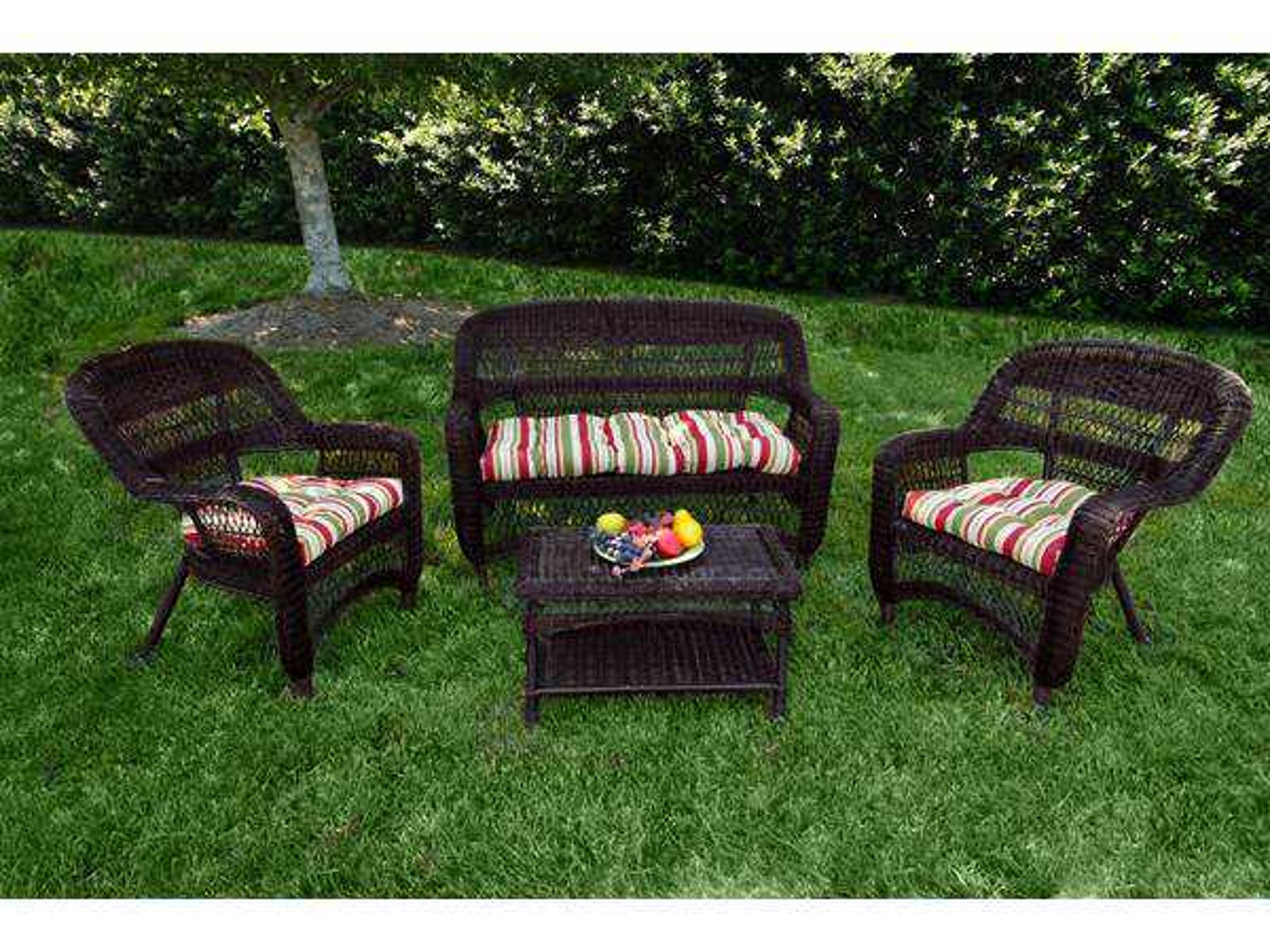 Tortuga Portside Wicker Mocha 4 Piece Seating Set