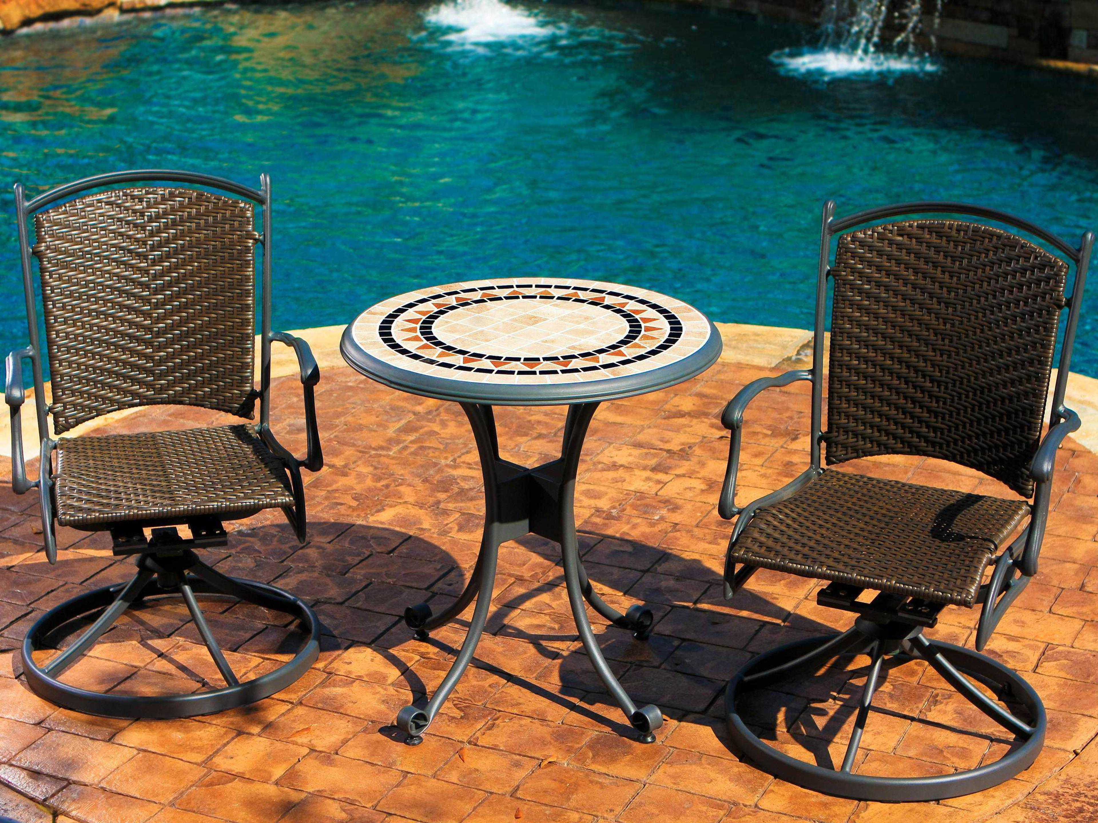 Tortuga Tuscan Lorne Wicker 3 Piece Bistro Outdoor Dining Set With Rockers
