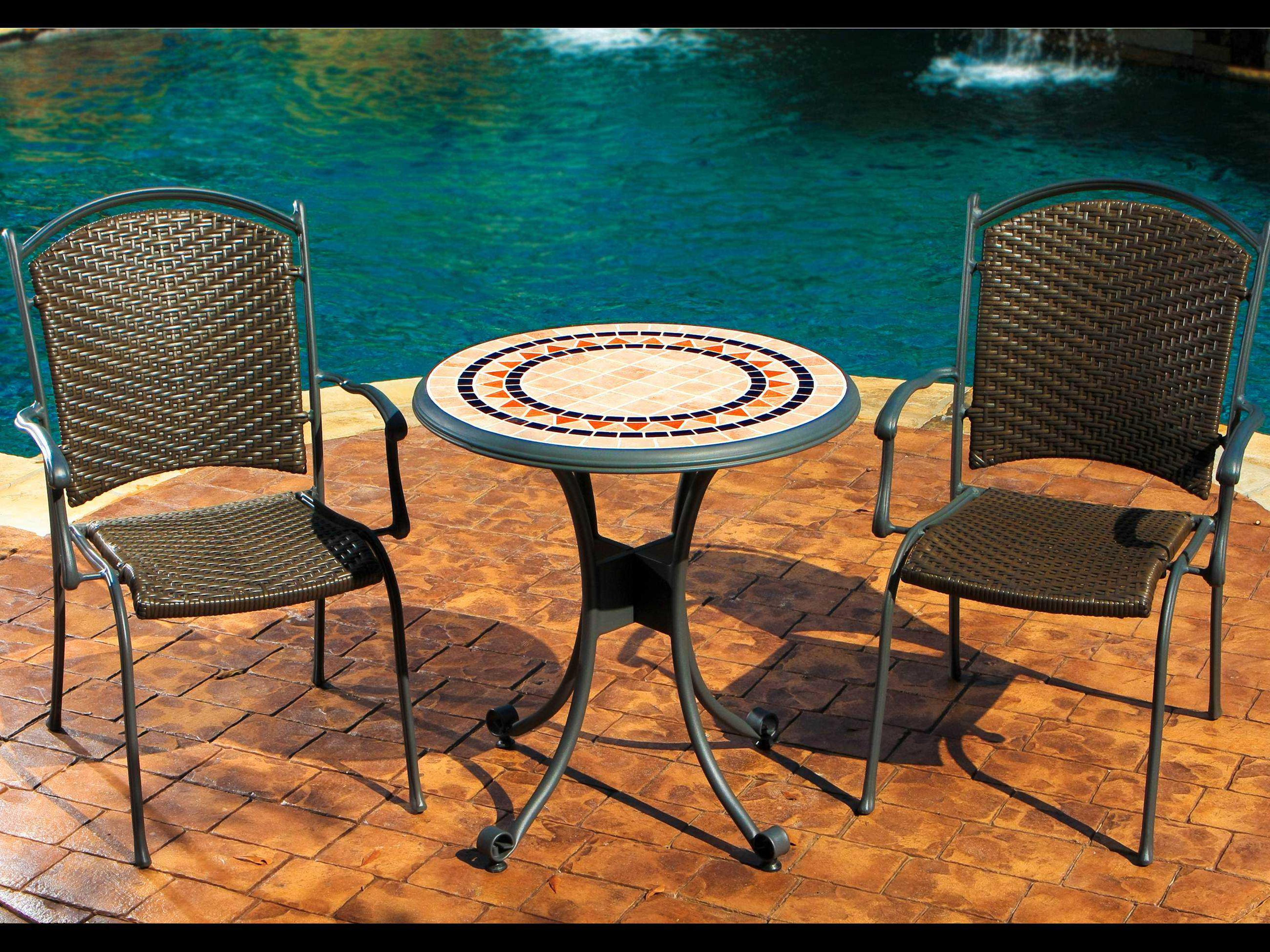 Tortuga Tuscan Lorne Wicker 3 Piece Bistro Patio Dining Set