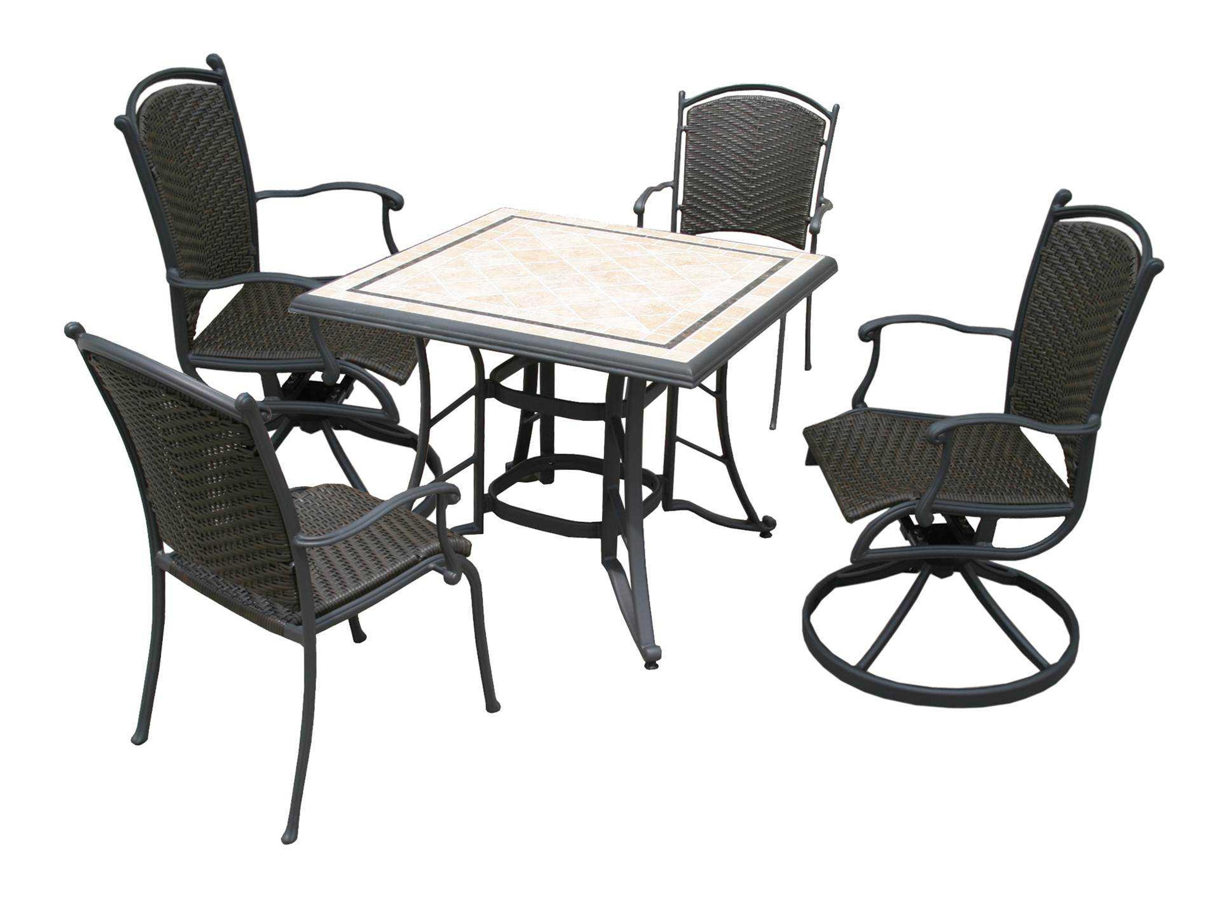 Tortuga Tuscan Lorne Wicker 5 Piece Patio Dining Set With Rockers
