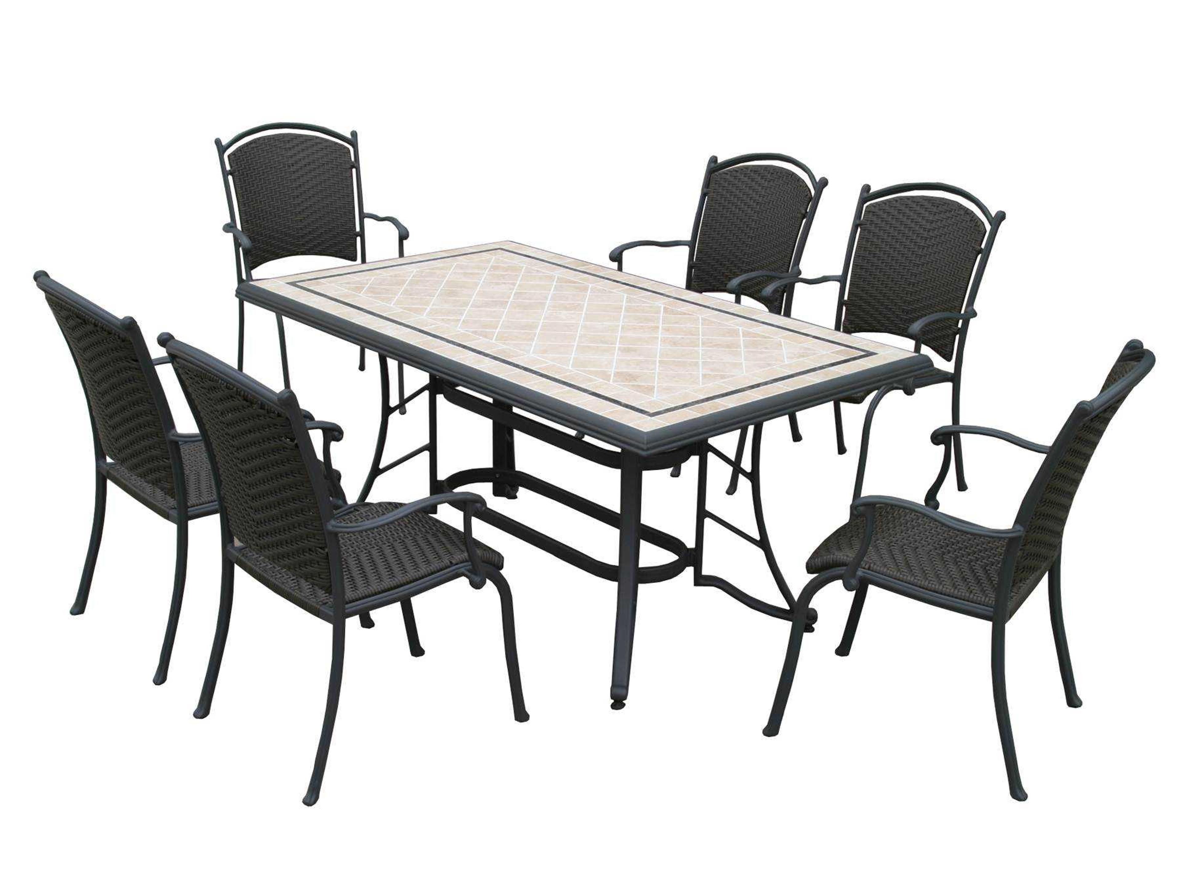 Tortuga Tuscan Lorne Wicker 7 Piece Outdoor Dining Set