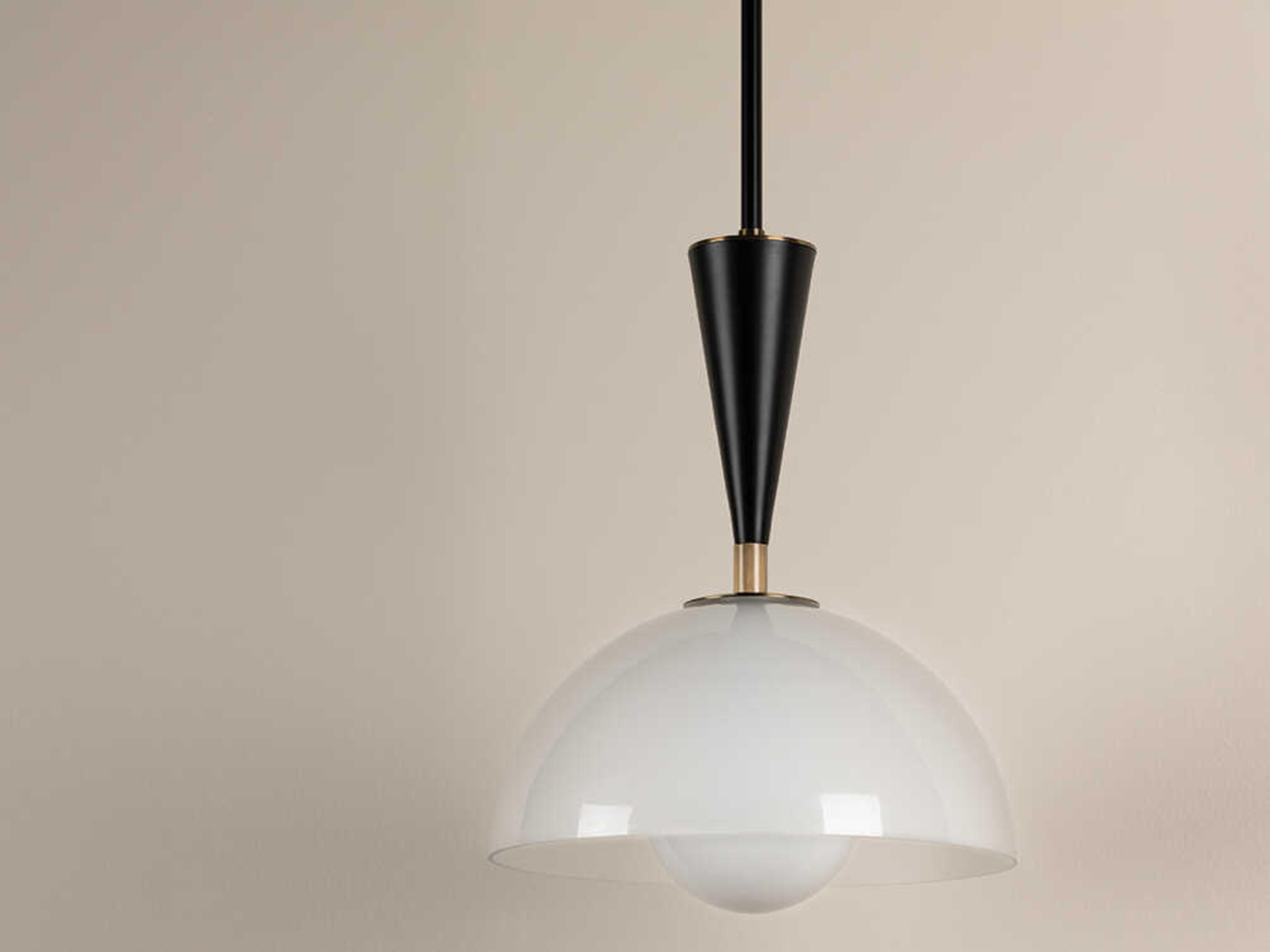 Troy Lighting Payson 1-Light Patina Brass Black Glass Wall Sconce