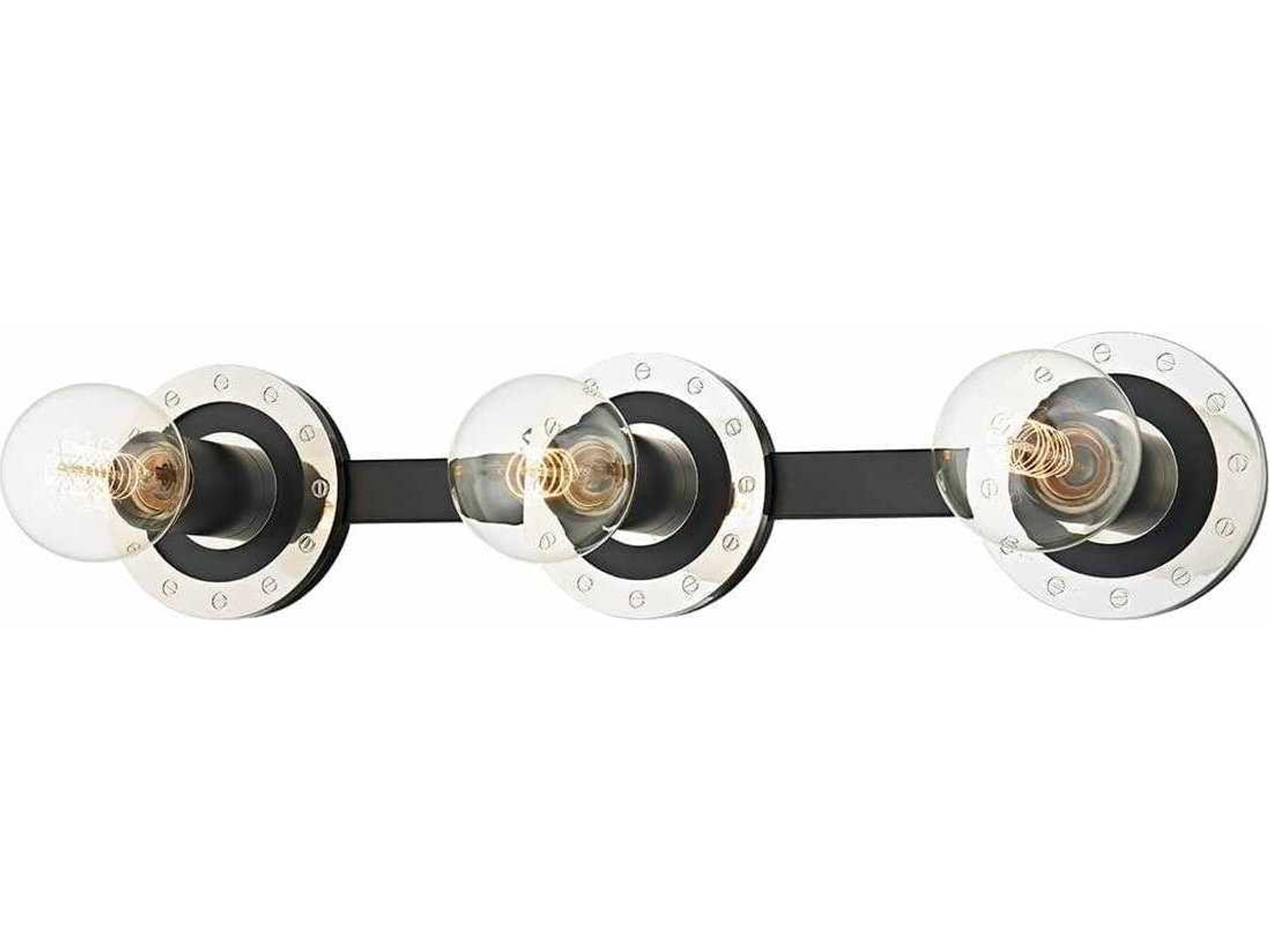 Troy Lighting Teo 3-Light Silver Black Vanity Light
