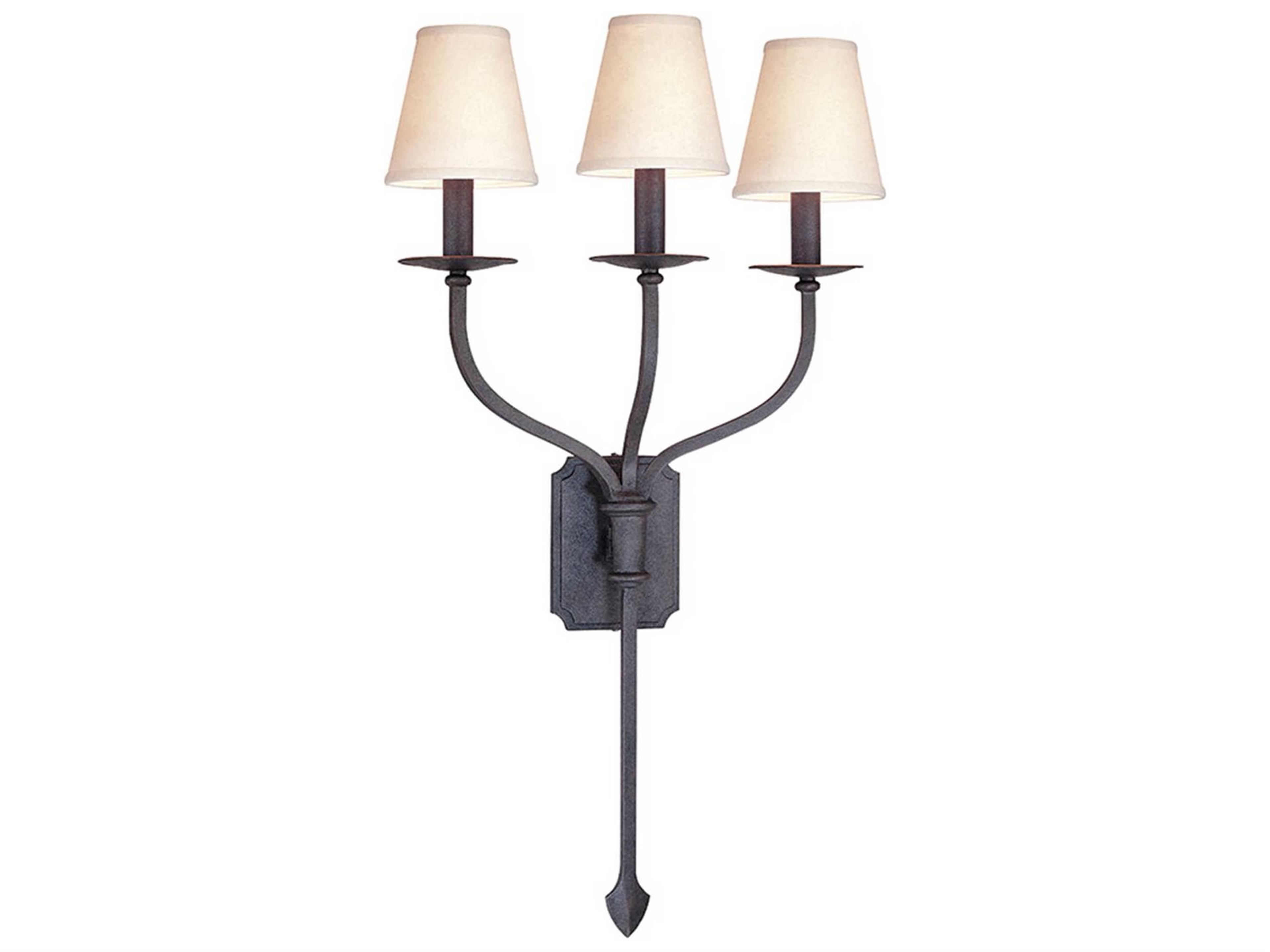 La Brea 3-Light French Iron Black Wall Sconce
