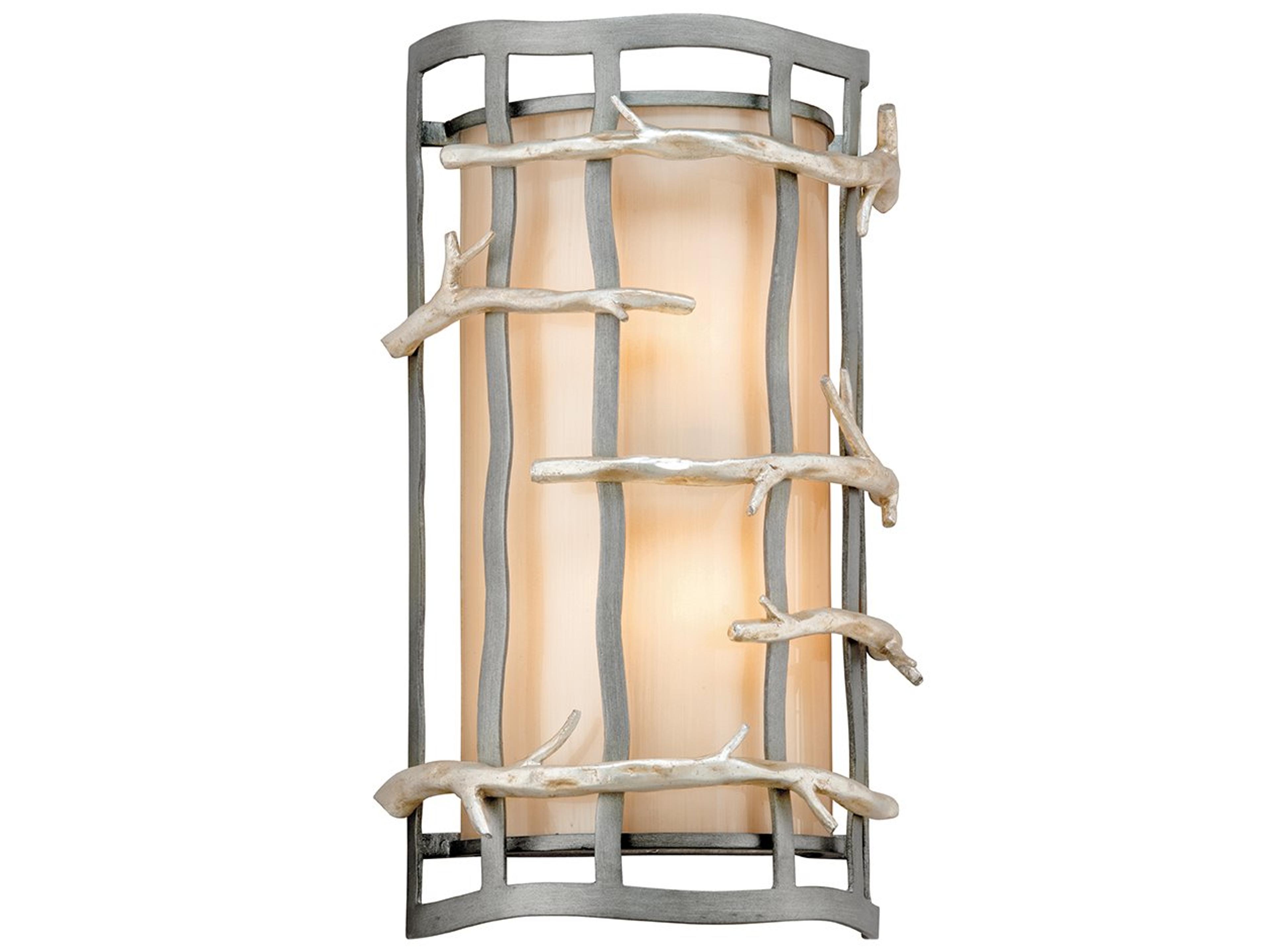 Adirondack 2-Light Graphite Silver Leaf Gray Glass Wall Sconce