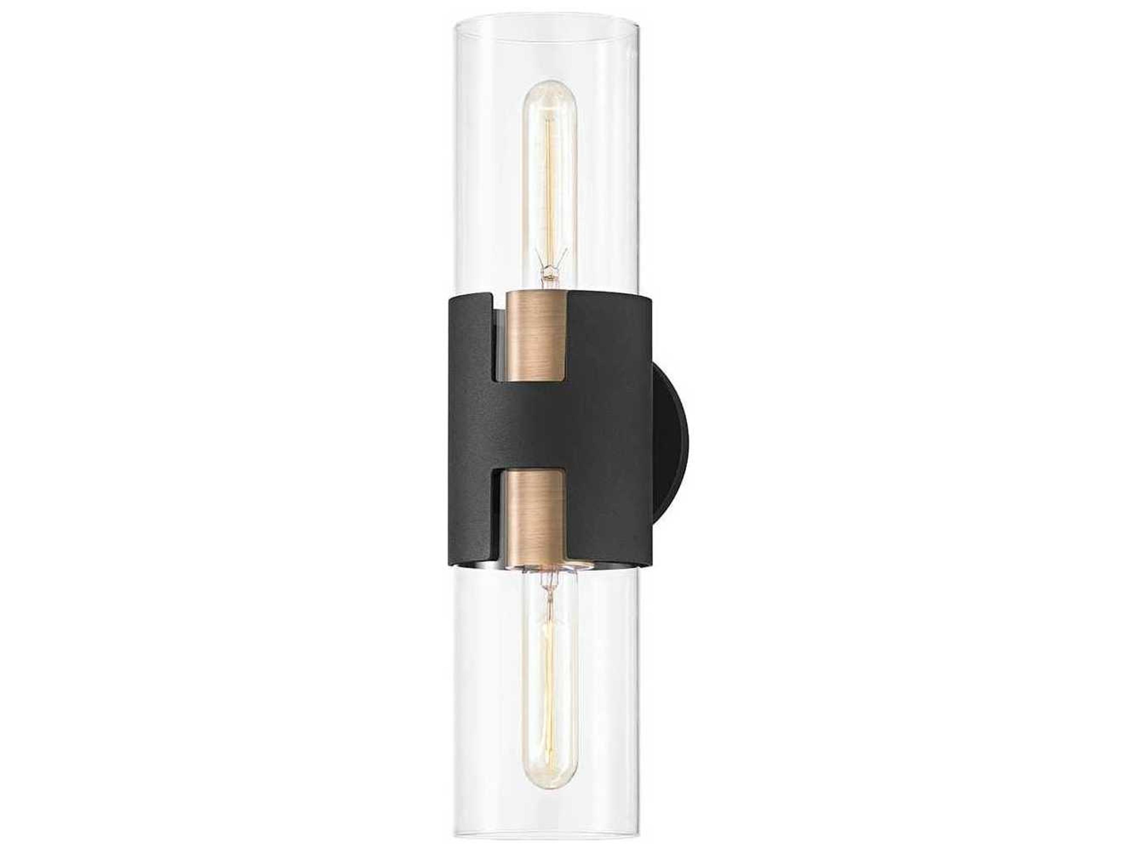 Amado 2-Light Brass Black Glass Wall Sconce