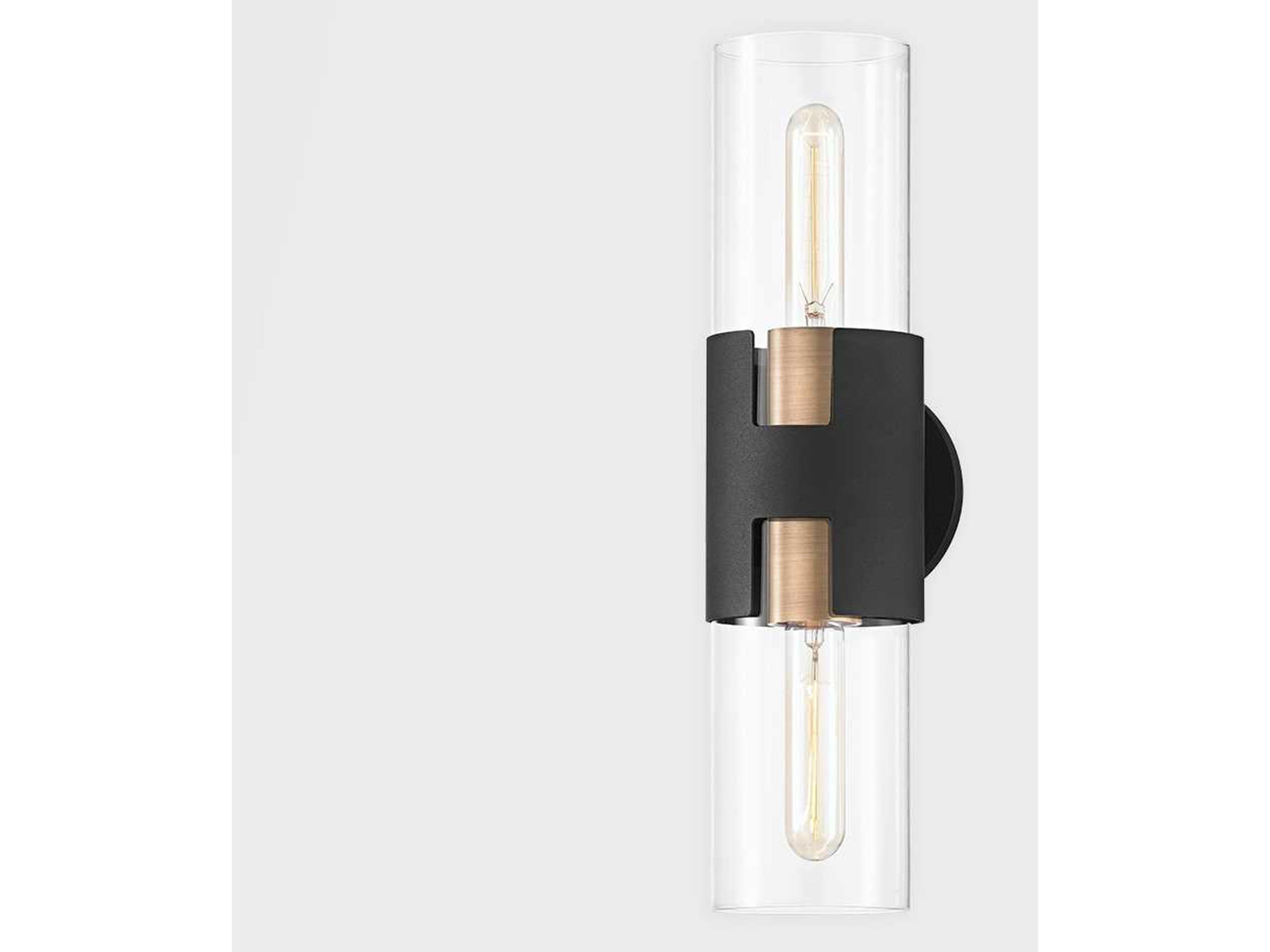 Troy Lighting Amado 2-Light Brass Black Glass Wall Sconce