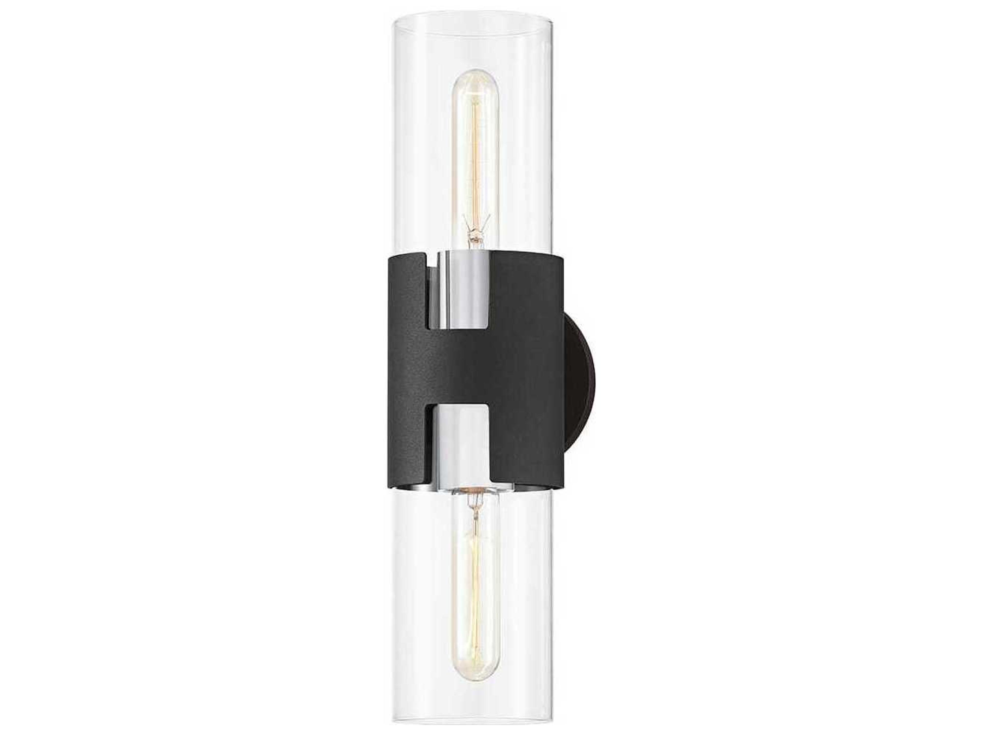 Amado 2-Light Silver Black Glass Wall Sconce
