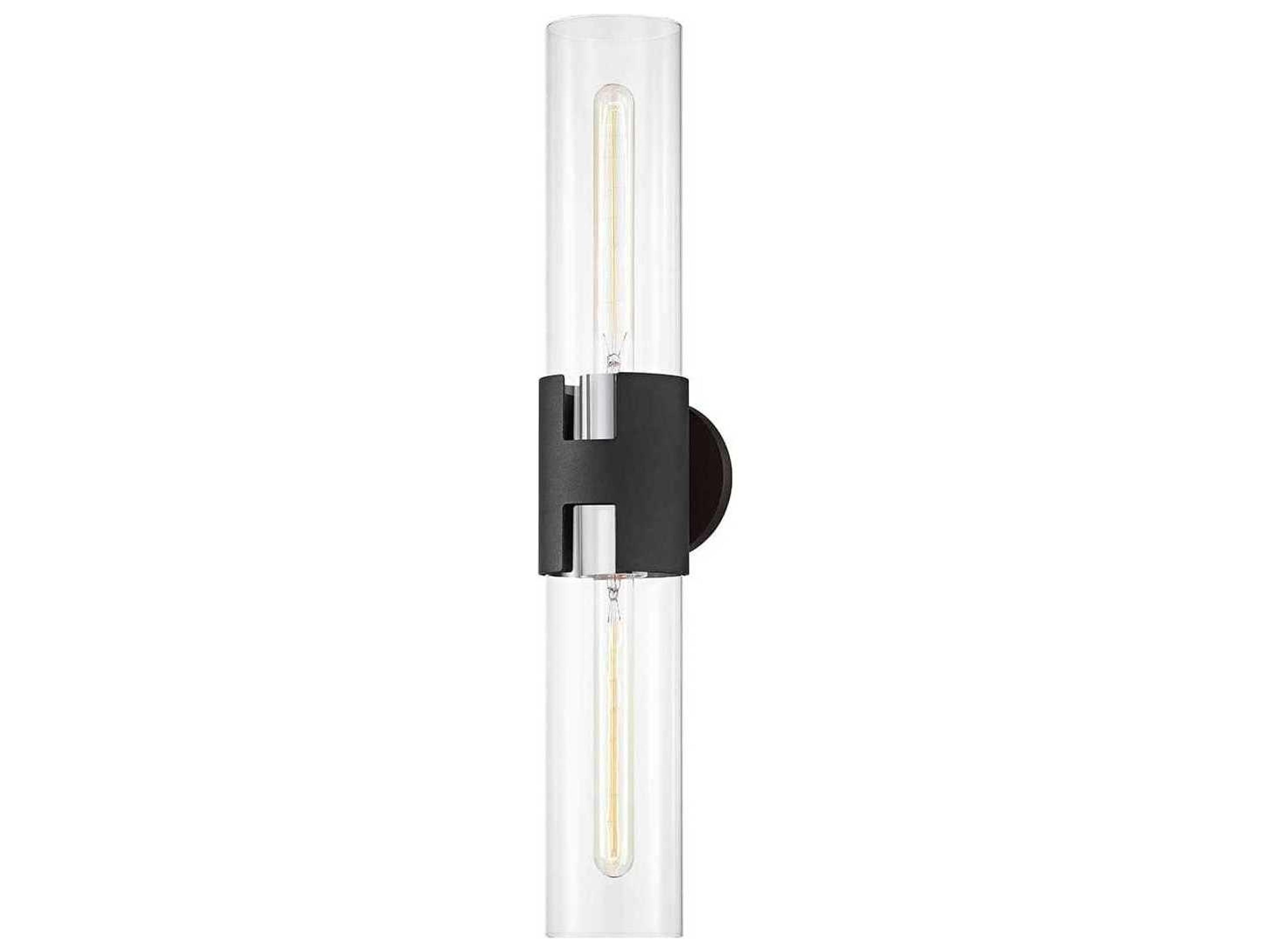 Amado 2-Light Silver Black Glass Wall Sconce