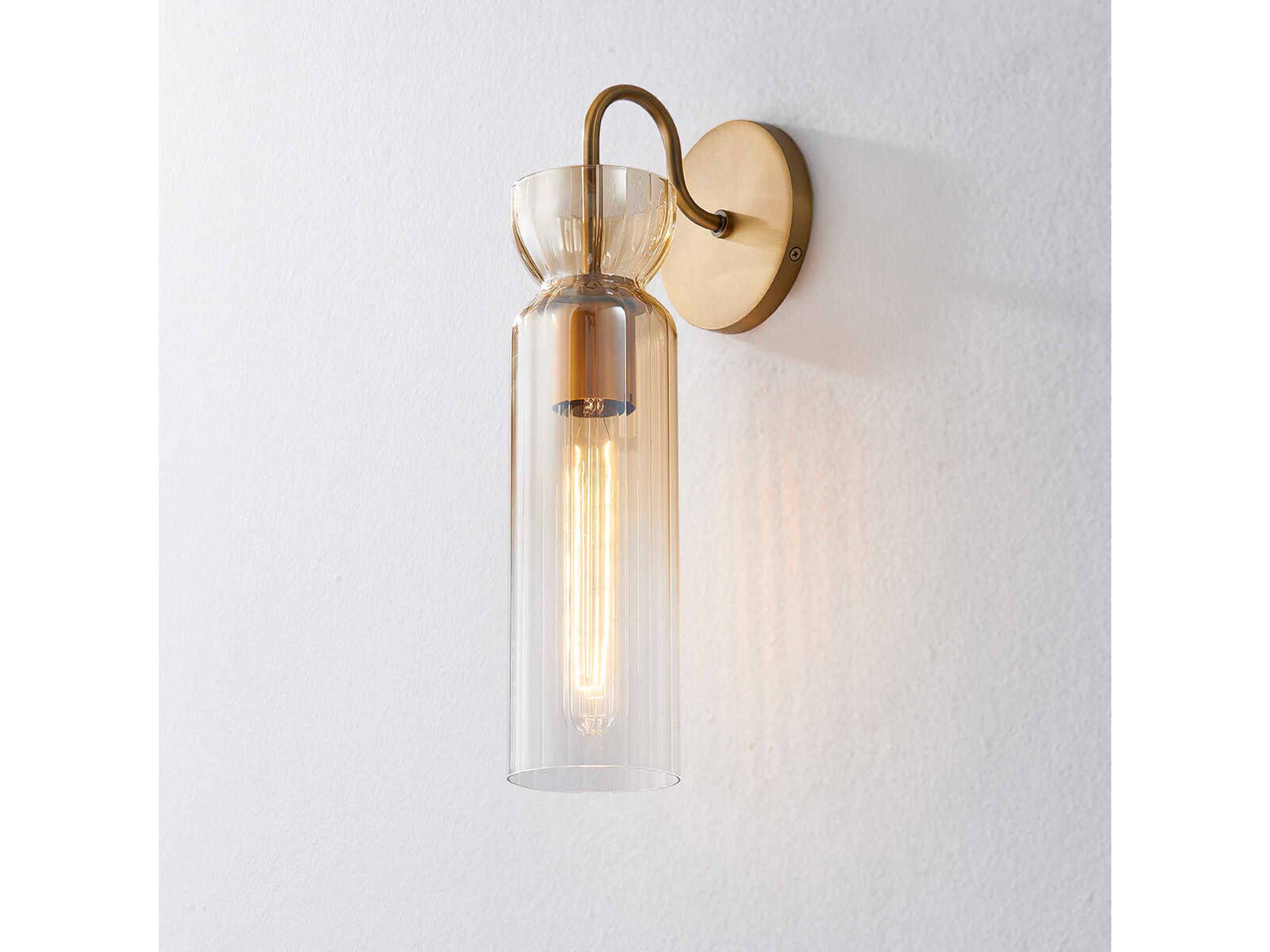 Troy Lighting Julian 1-Light Patina Brass Glass Wall Sconce
