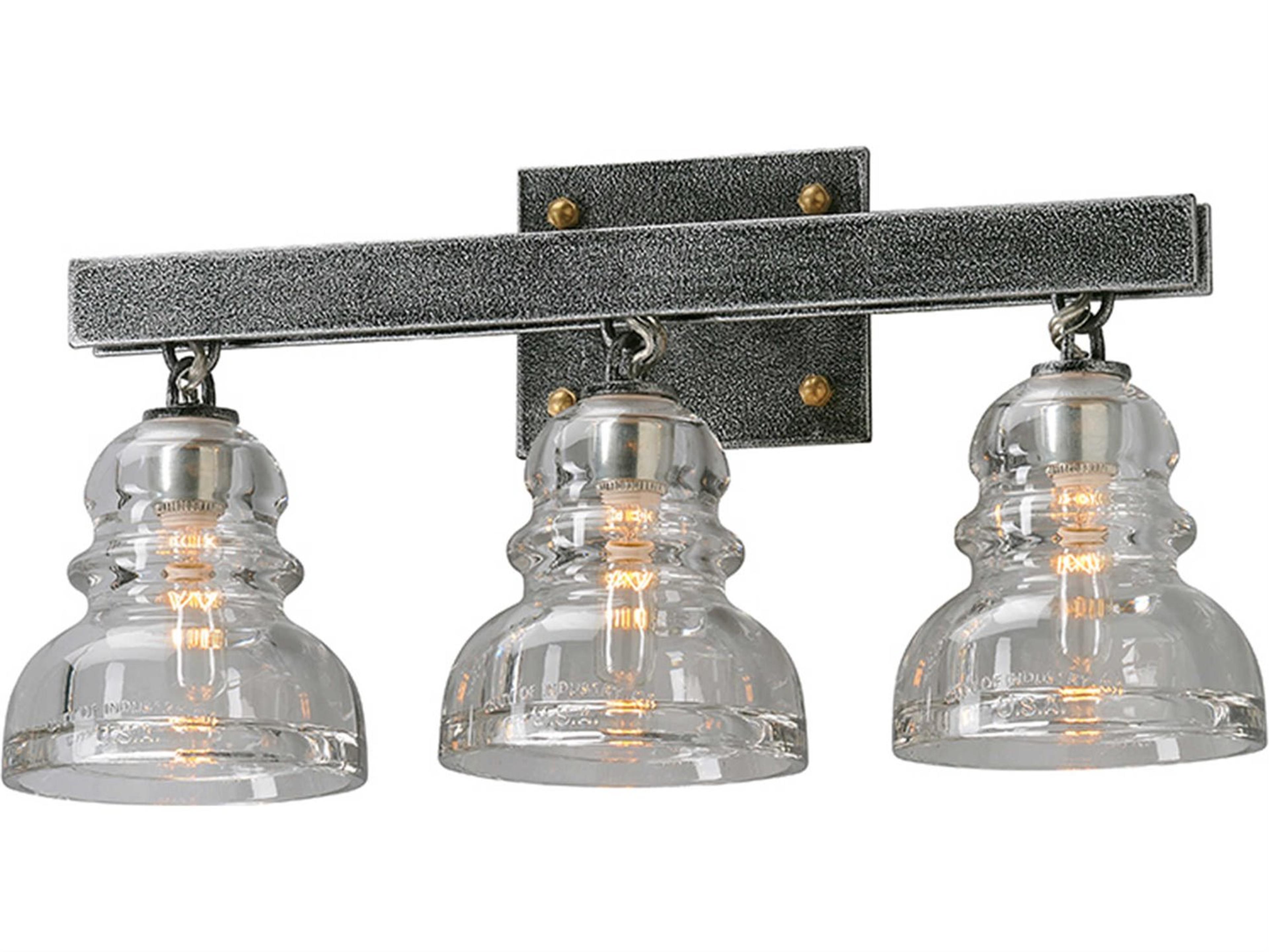 Troy Lighting Menlo Park 3-Light Old Silver Glass Vanity Light
