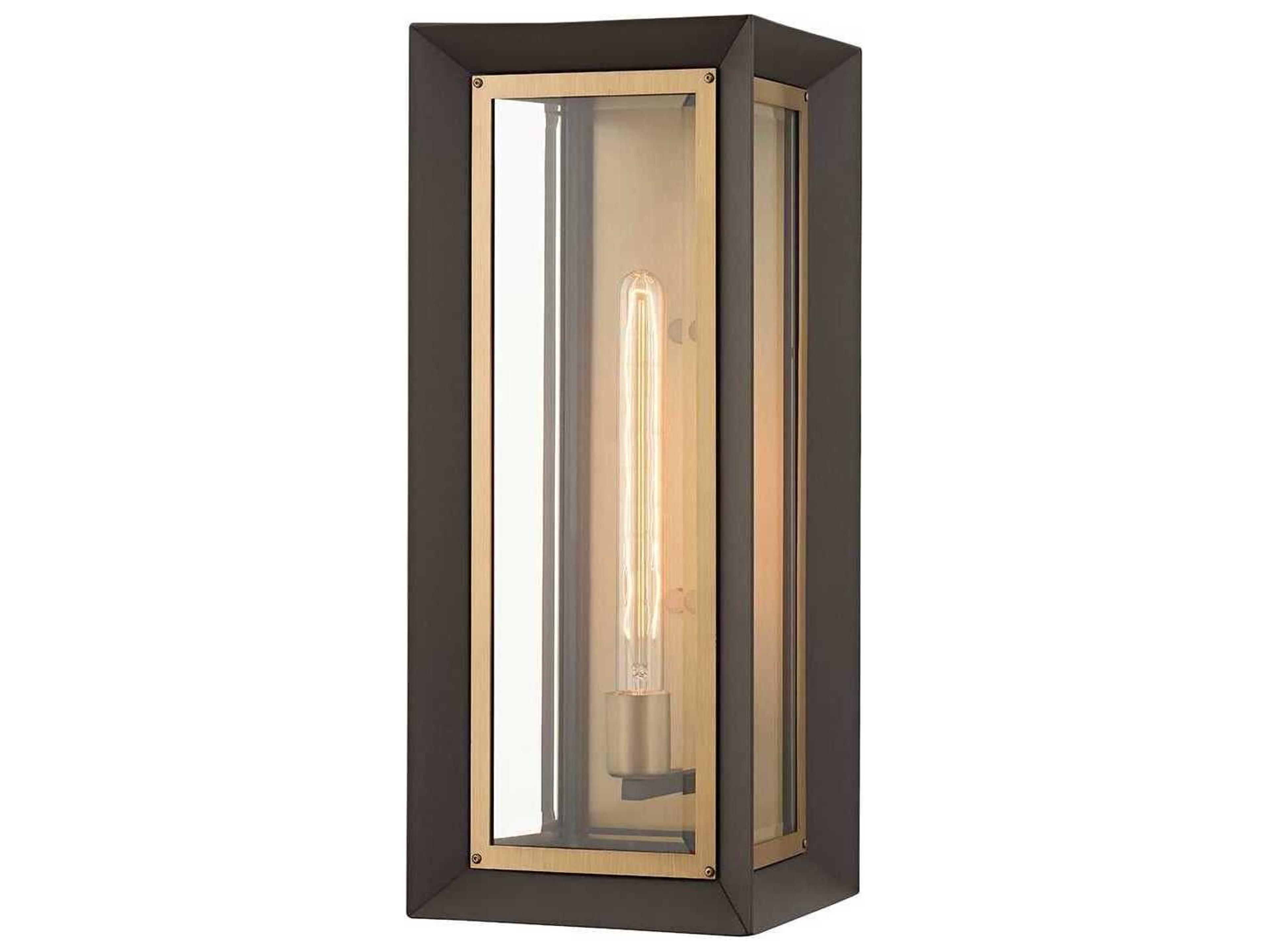 Lowry Outdoor Wall Sconce in Textured Bronze and Patina Brass
