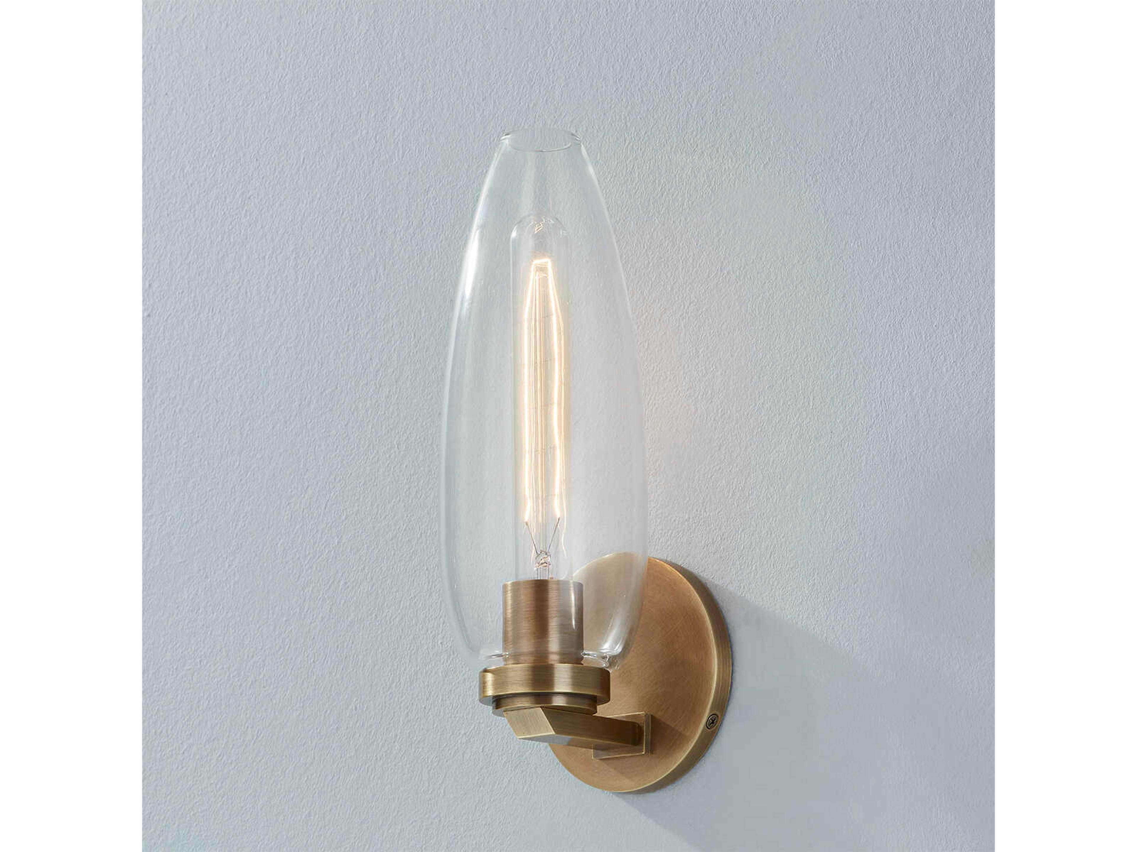 Troy Lighting Fresno 1-Light Patina Brass Glass Wall Sconce
