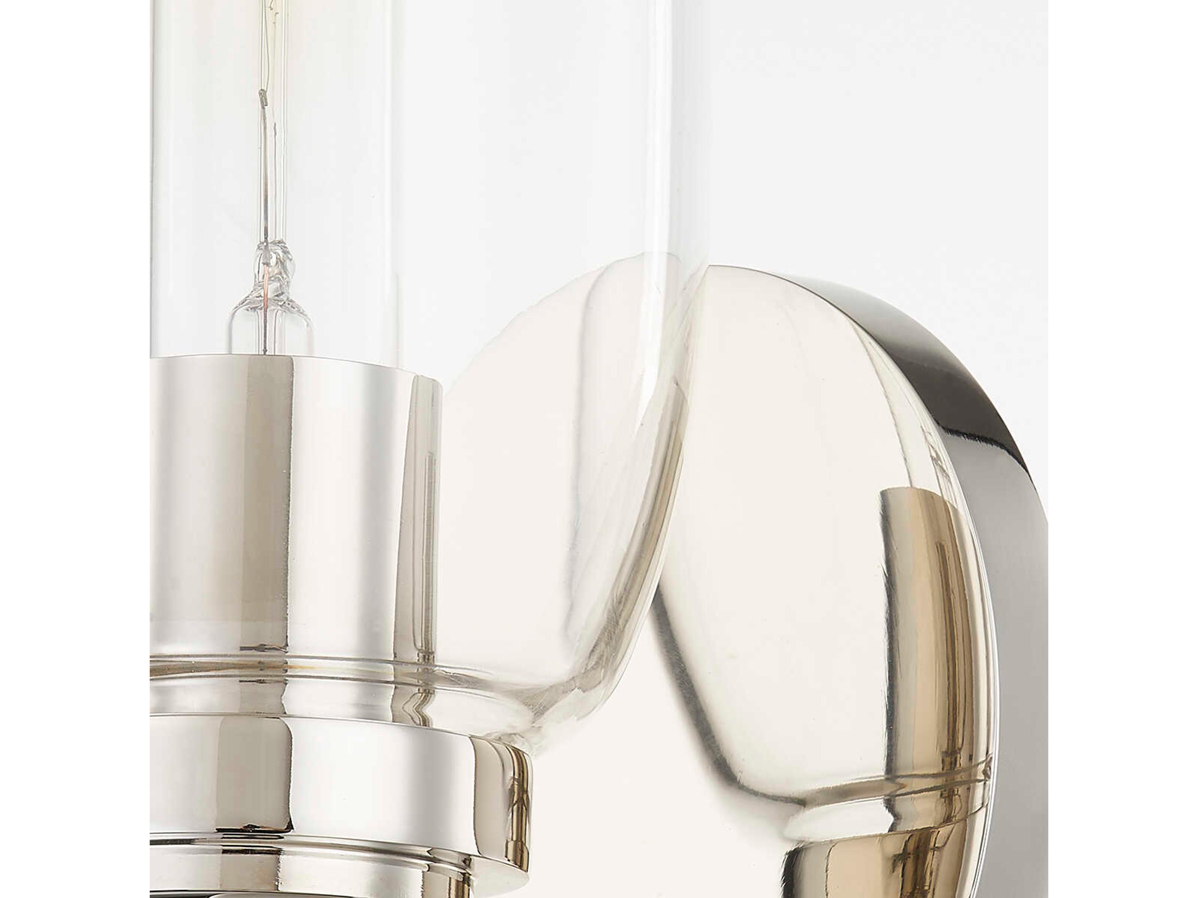Troy Lighting Fresno 1-Light Polished Nickel Glass Wall Sconce