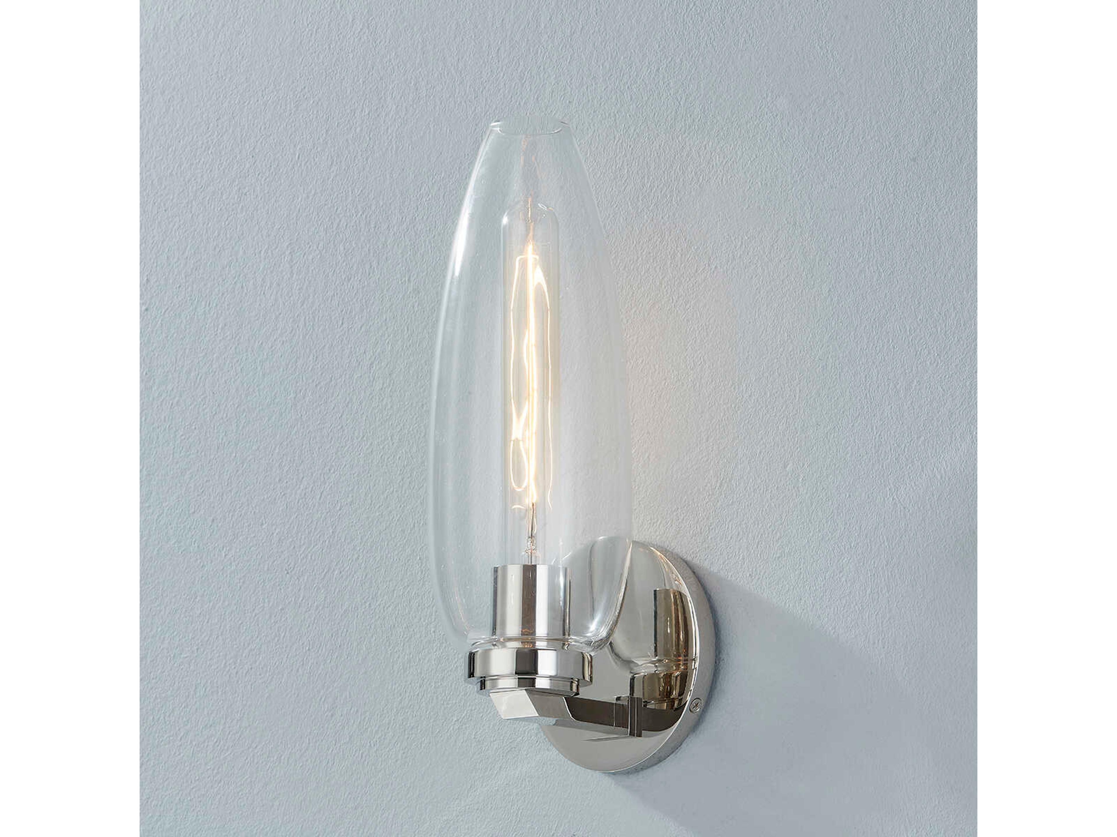 Troy Lighting Fresno 1-Light Polished Nickel Glass Wall Sconce
