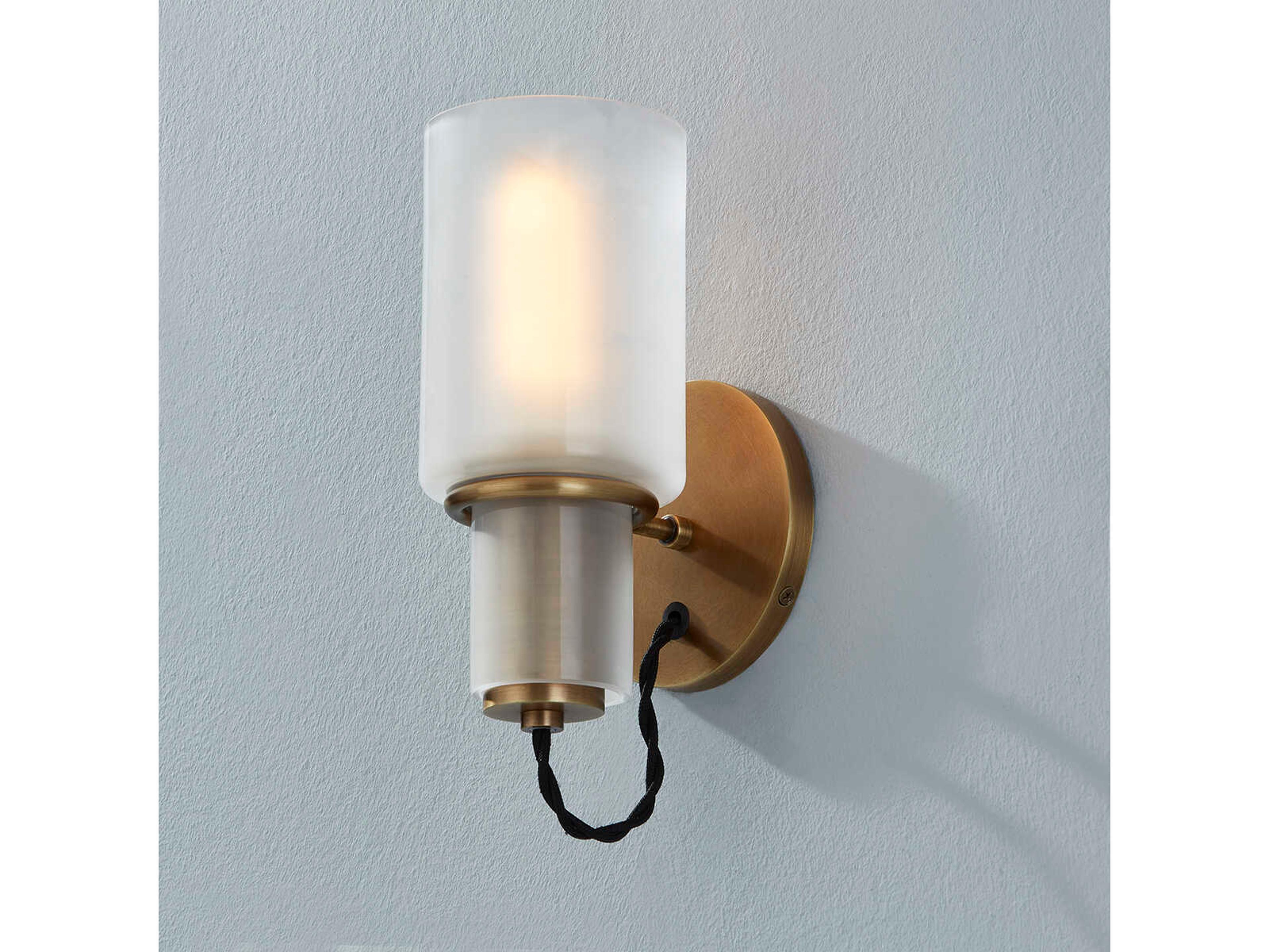 Troy Lighting Lincoln 1-Light Patina Brass Glass Wall Sconce