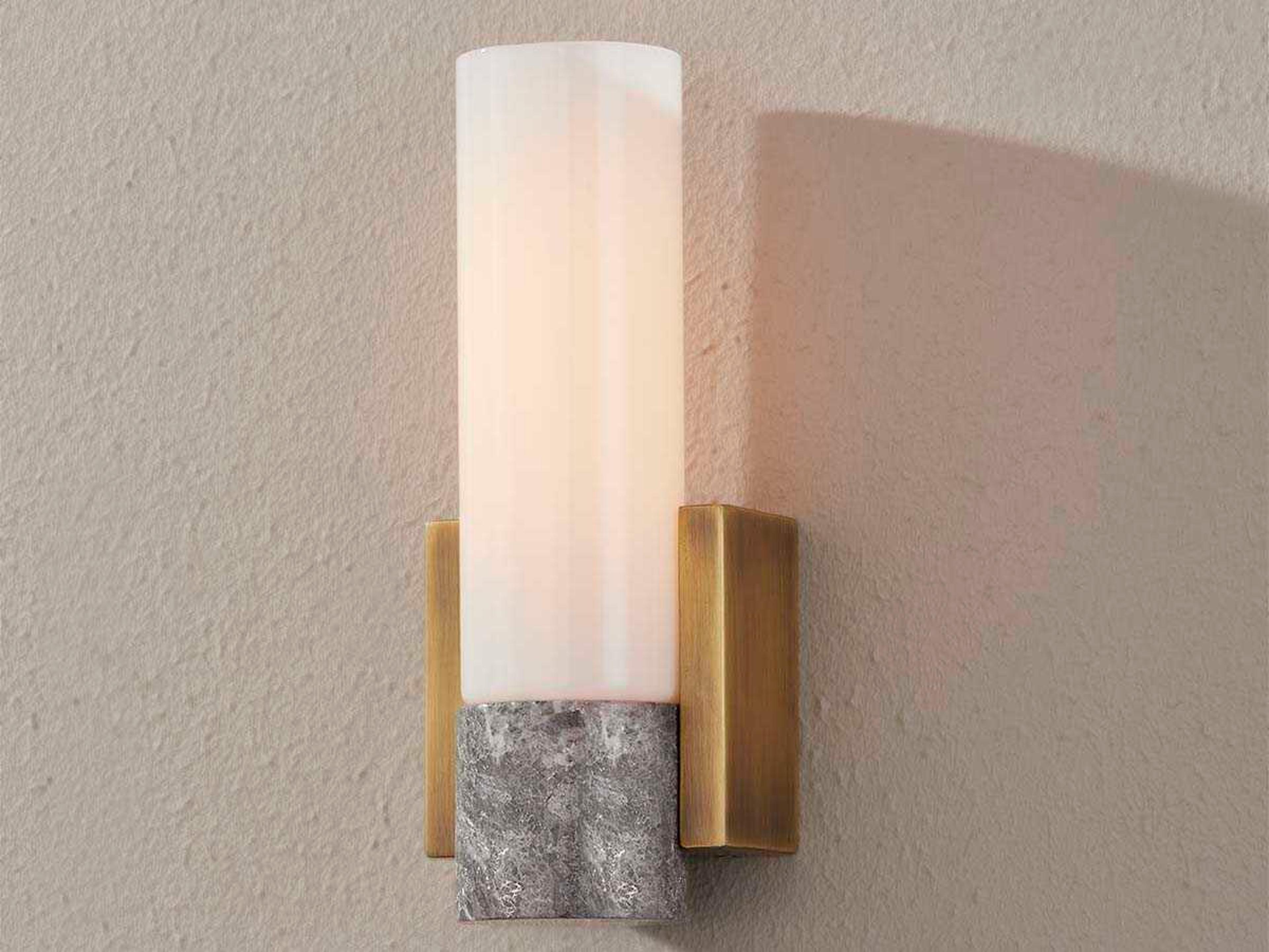 Troy Lighting Fremont 1-Light Patina Brass Glass Wall Sconce
