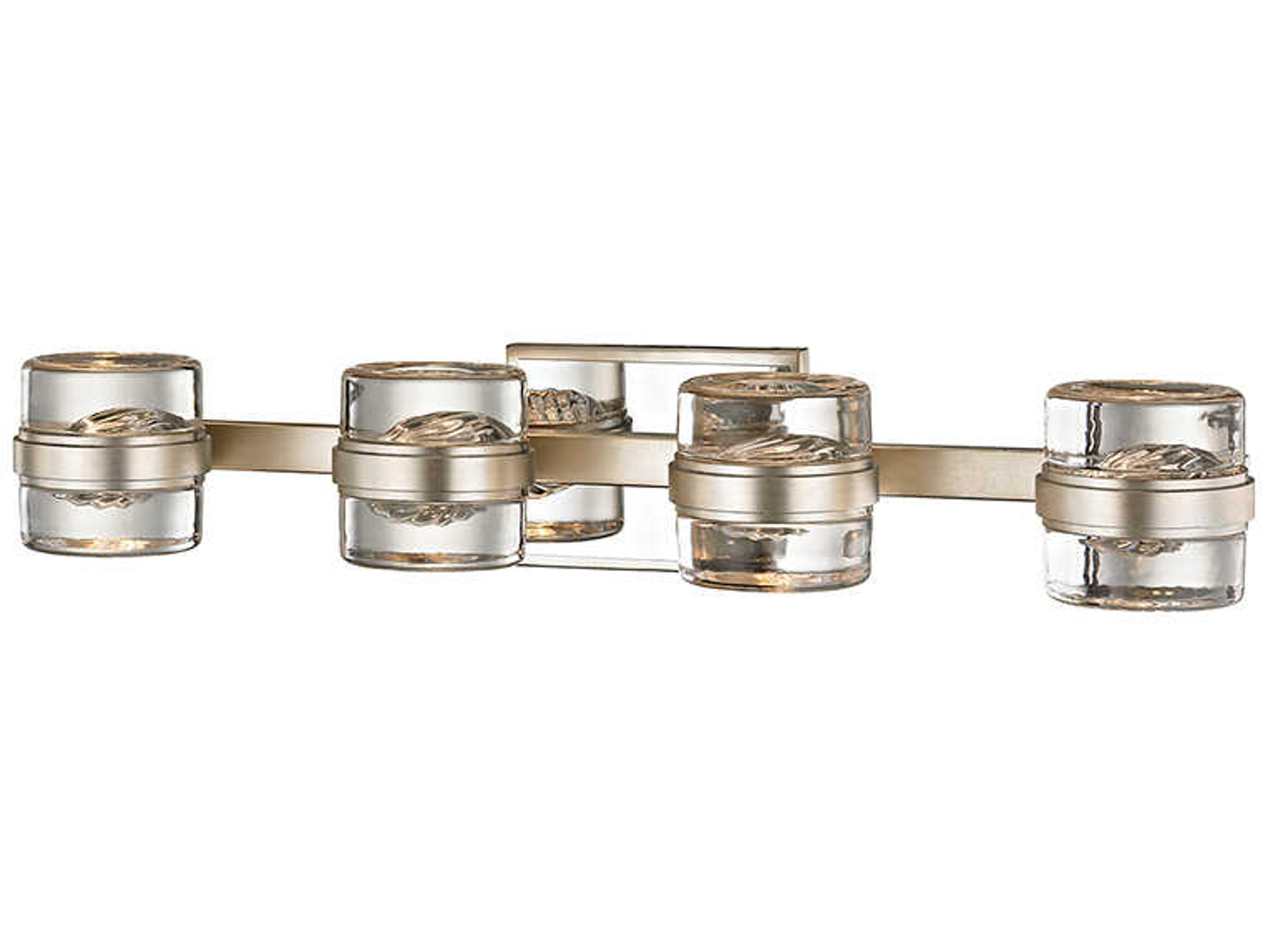 Splash 4-Light Silver Leaf Polished Chrome Glass LED Vanity Light