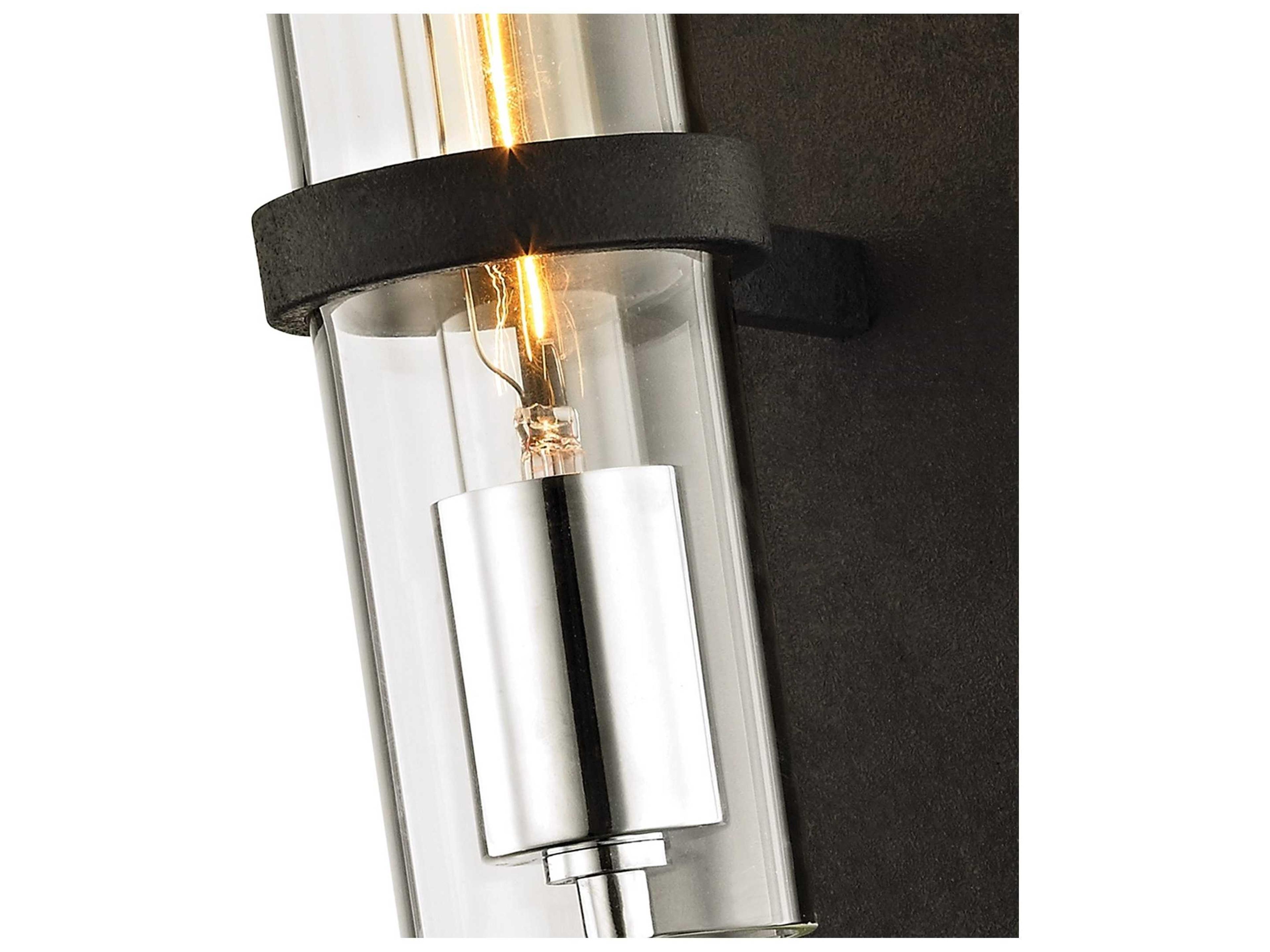 Troy Lighting Xavier 1-Light Vintage Iron Black Glass Wall Sconce