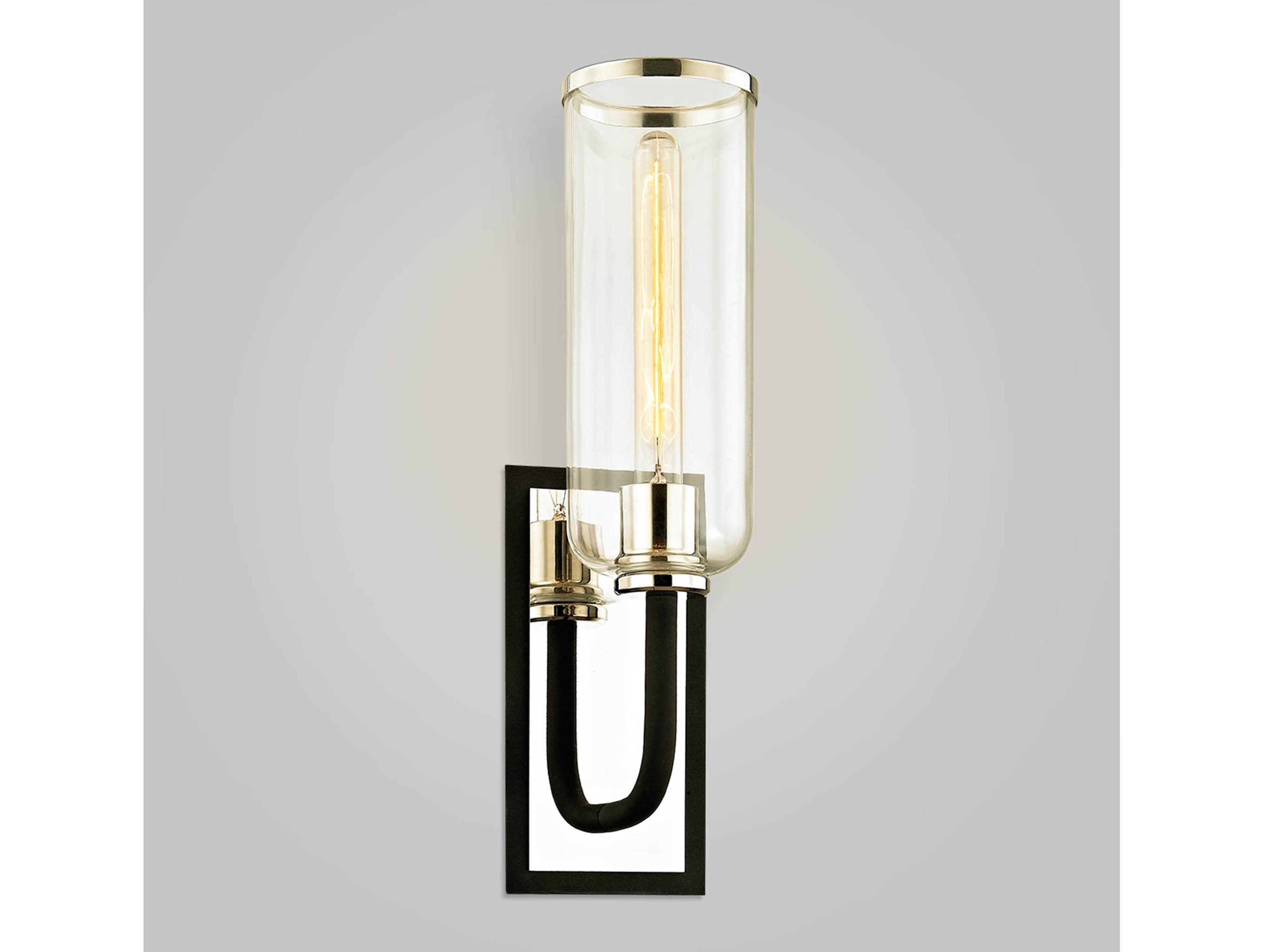 Troy Lighting Aeon 1-Light Carbide Black Glass Wall Sconce