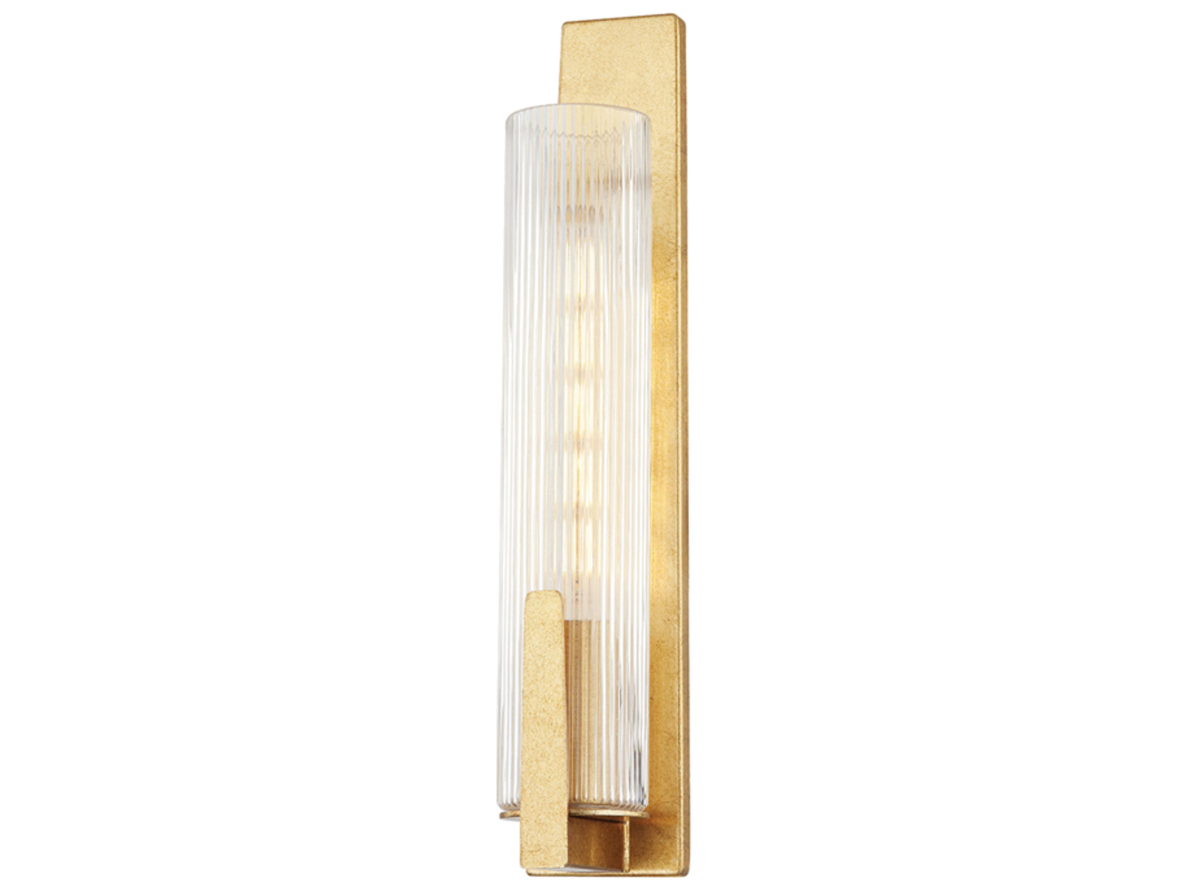 Malakai 1-Light Vintage Gold Leaf Glass Wall Sconce