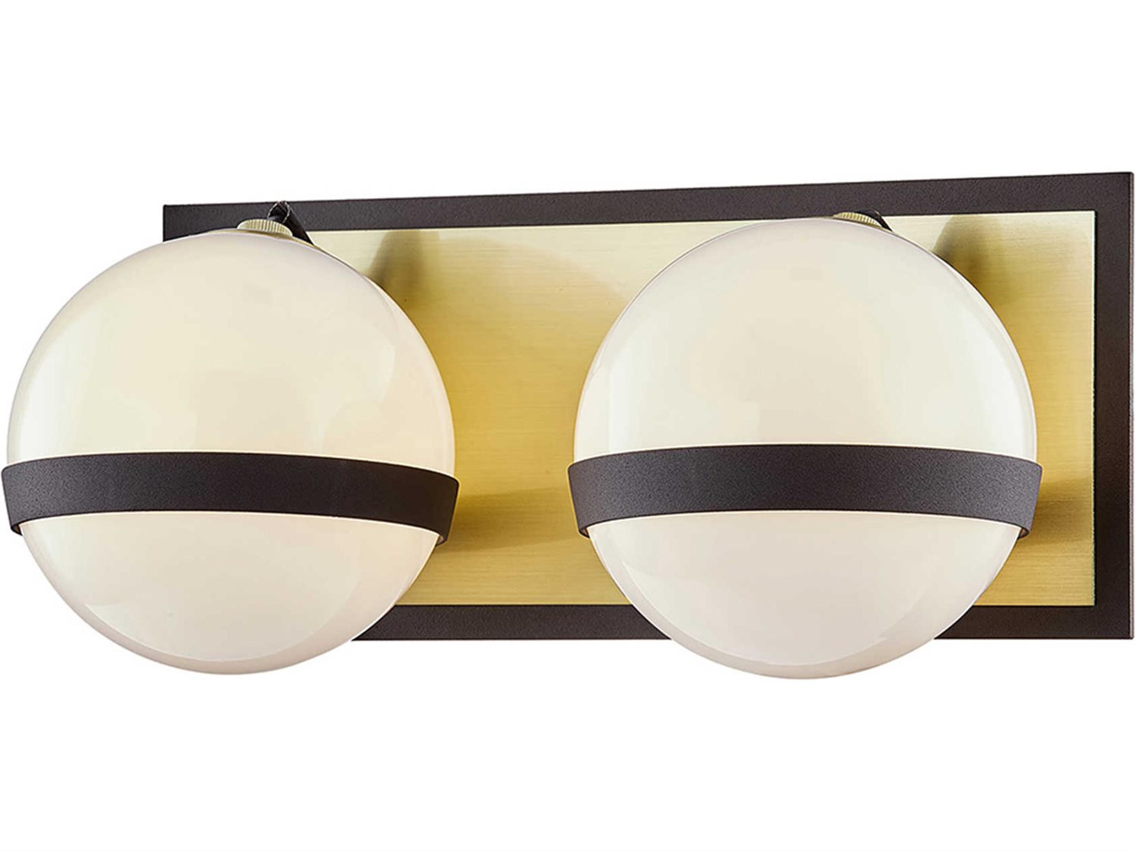 Ace 2-Light Bath Vanity in Textured Bronze and Brushed Brass