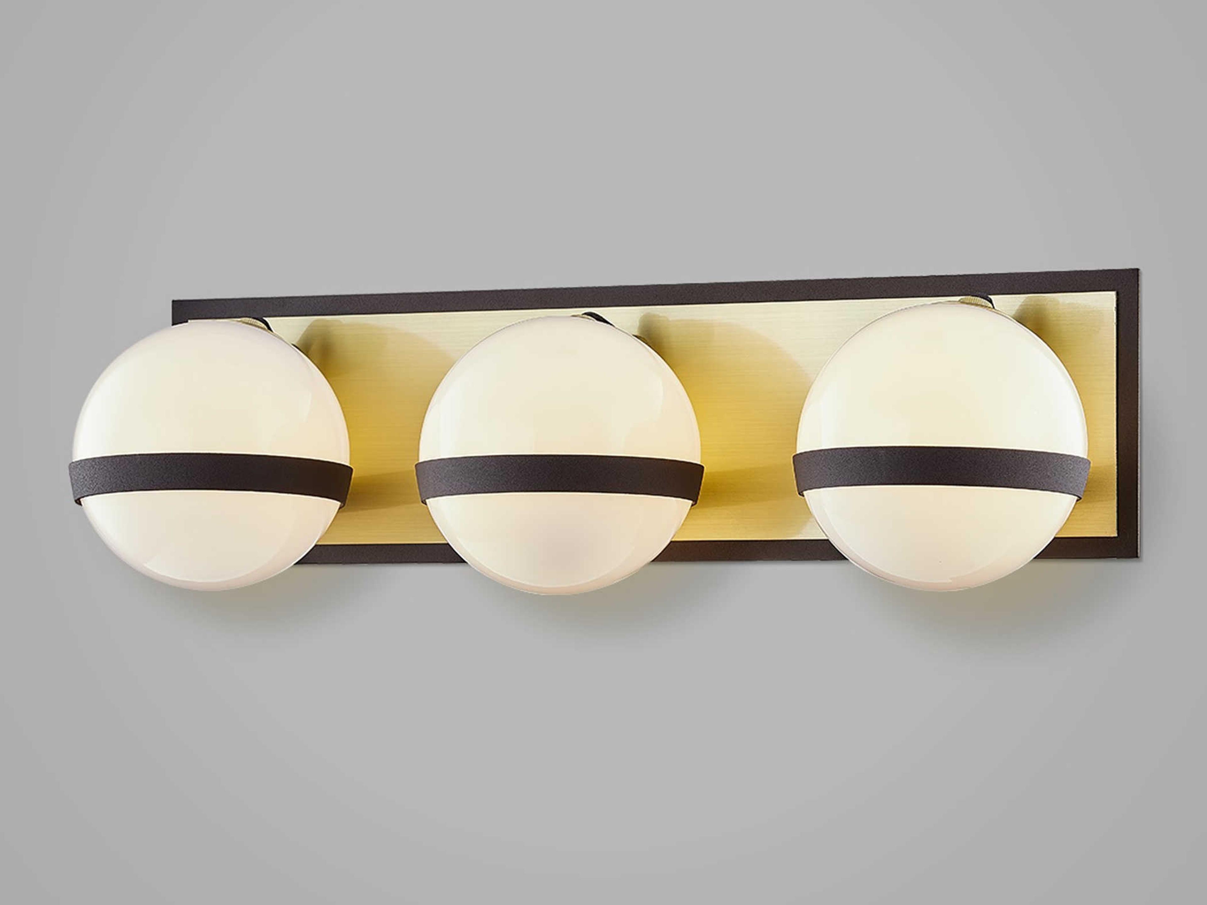 Troy Lighting Ace 3-Light Textured Bronze Brushed Brass Glass Vanity Light