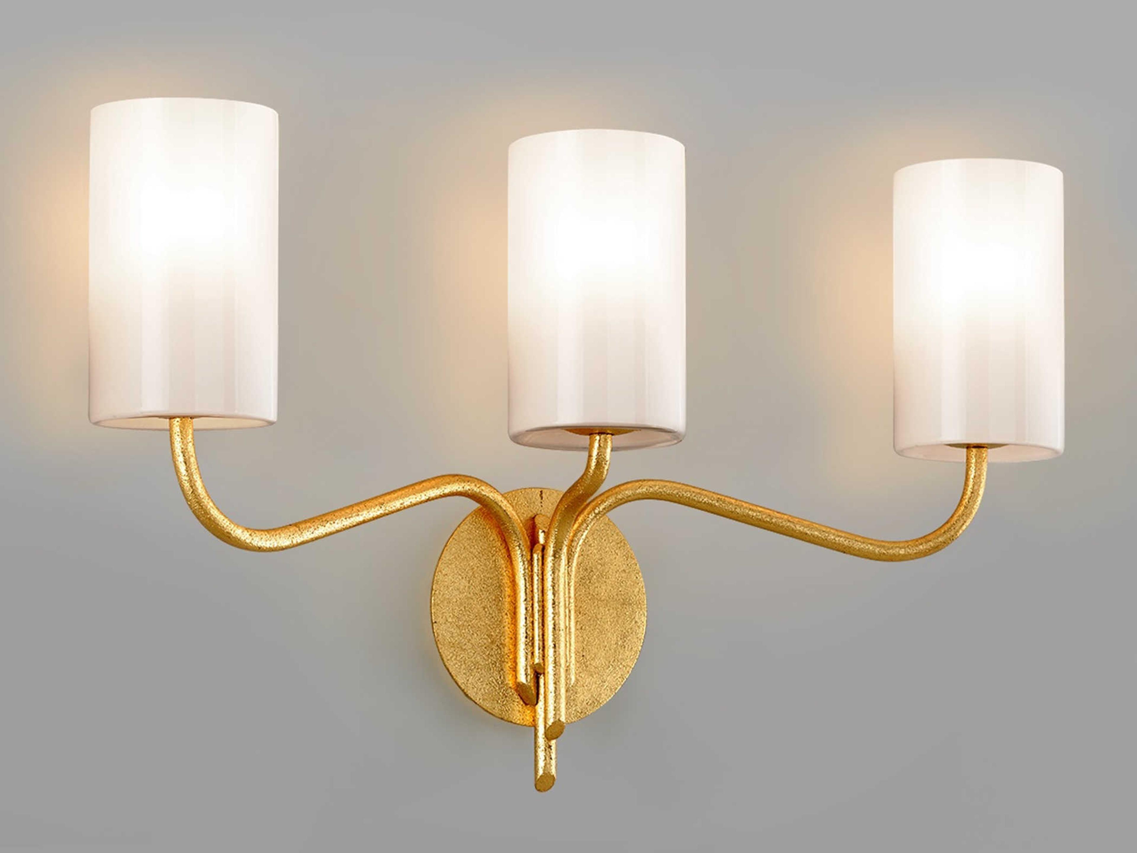 Troy Lighting Juniper 3-Light Textured Gold Leaf Glass Vanity Light