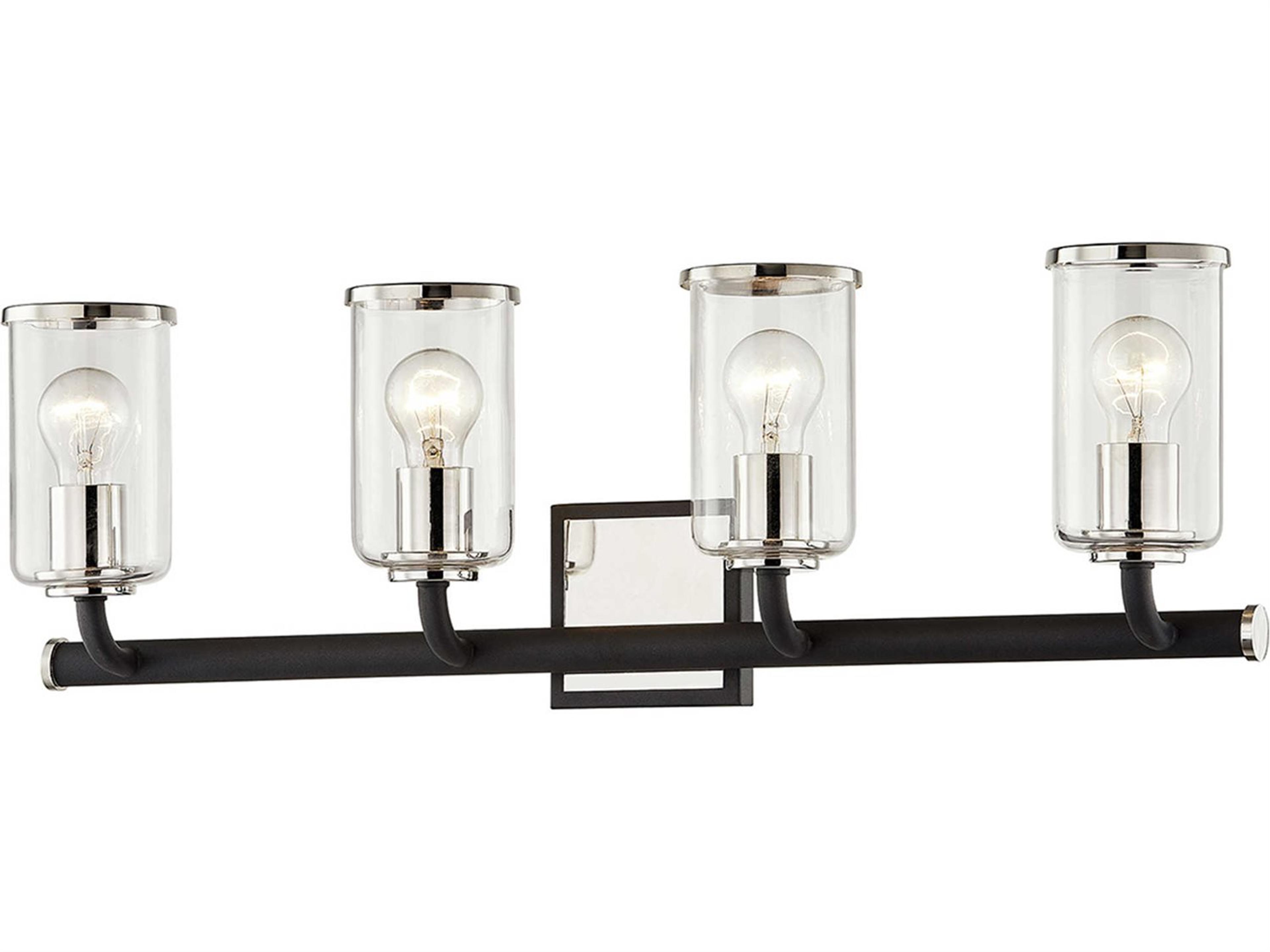 Troy Lighting Aeon 4-Light Carbide Black Polished Nickel Glass Vanity Light