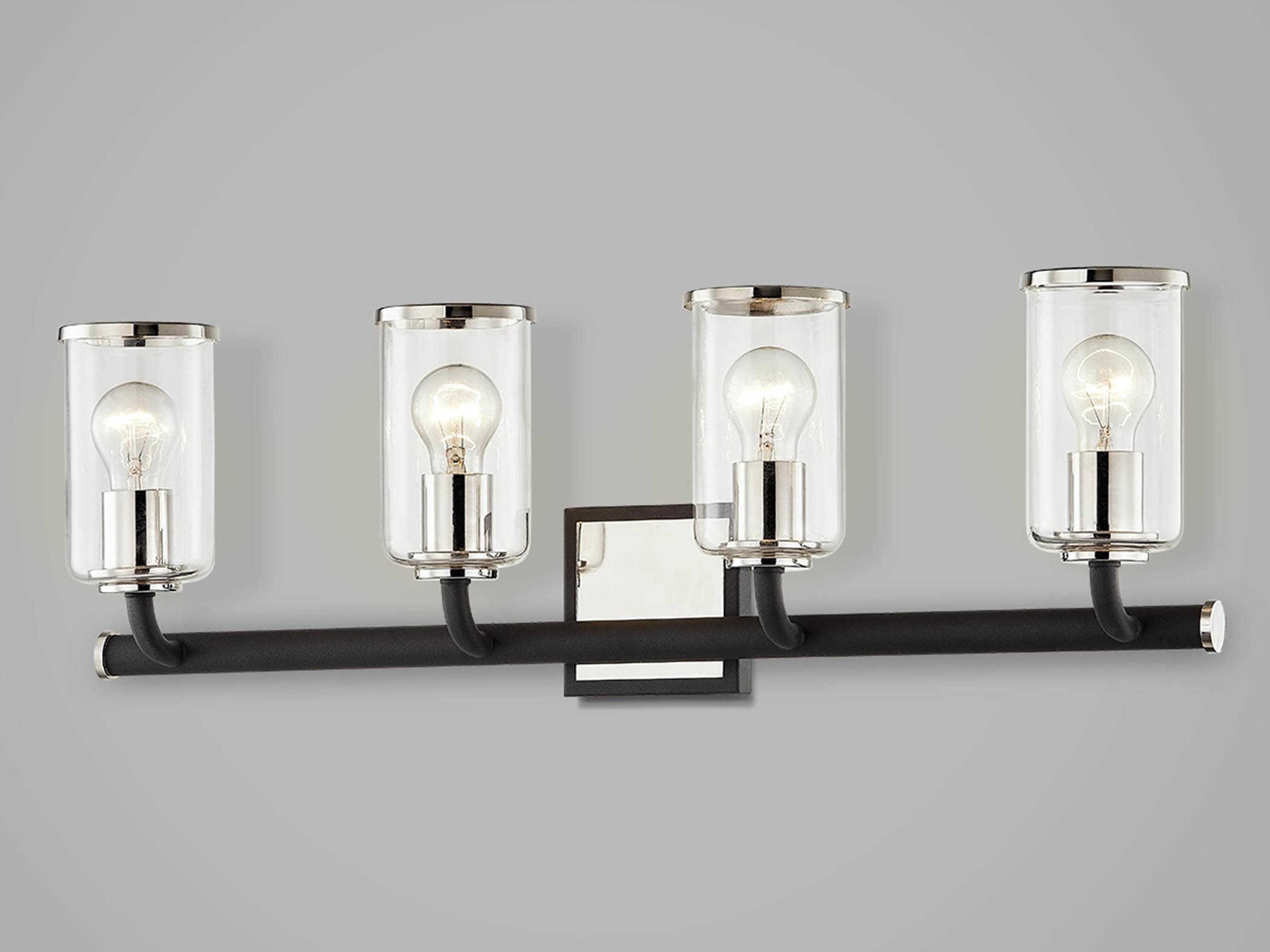 Troy Lighting Aeon 4-Light Carbide Black Polished Nickel Glass Vanity Light