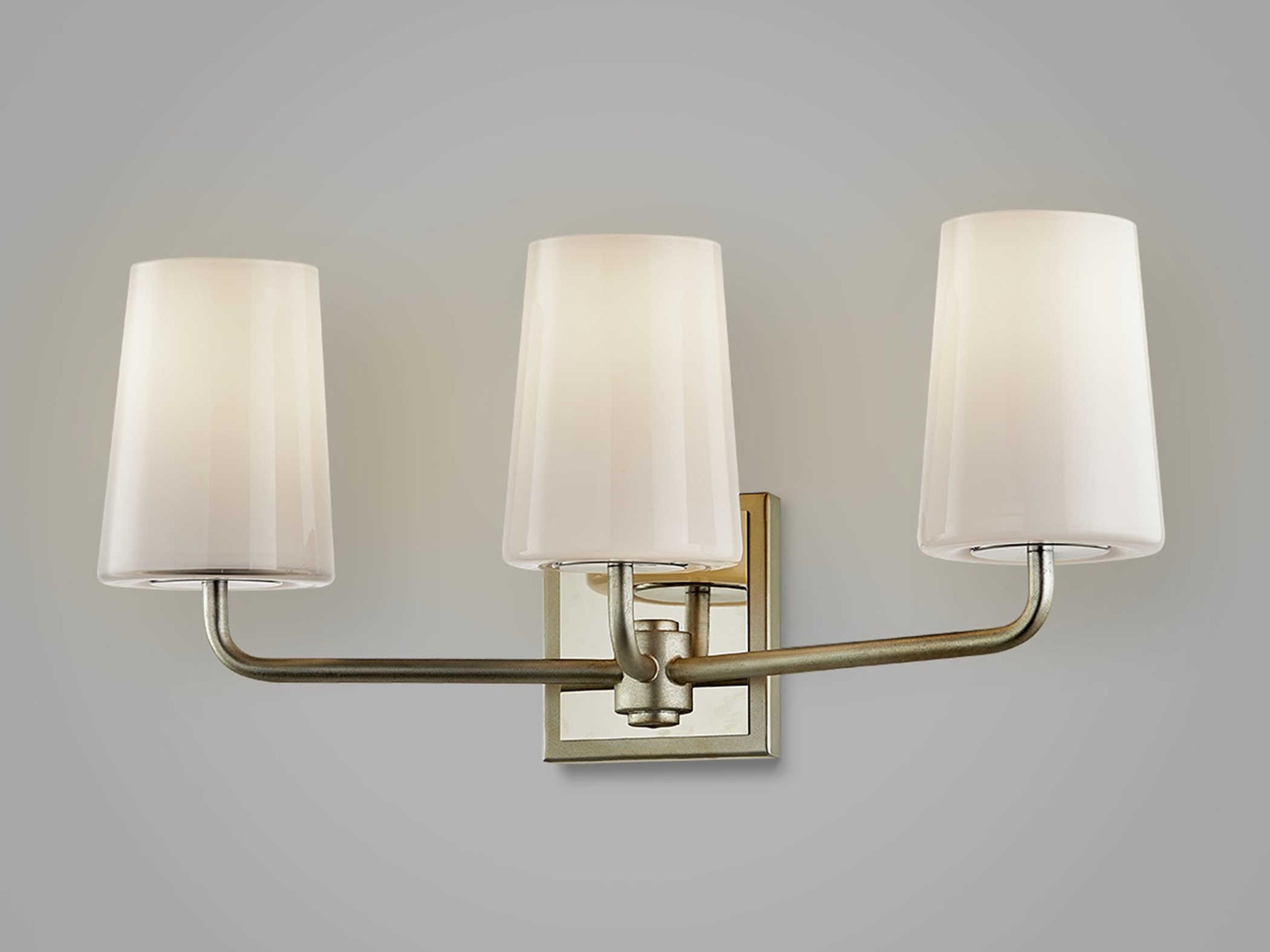 Troy Lighting Simone 3-Light Silver Leaf Polished Nickel Glass Vanity Light