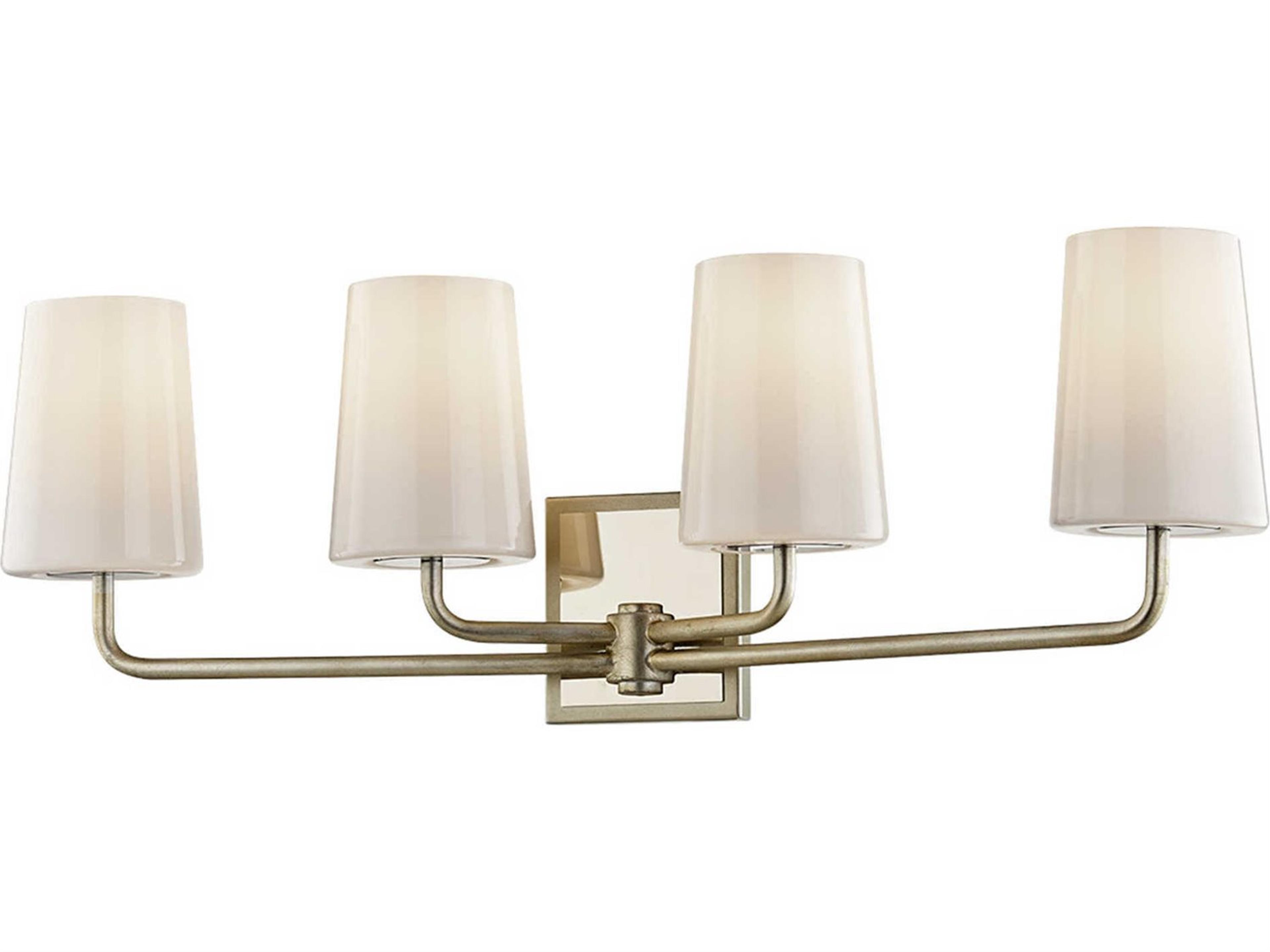 Simone 4-Light Silver Leaf Polished Nickel Glass Vanity Light